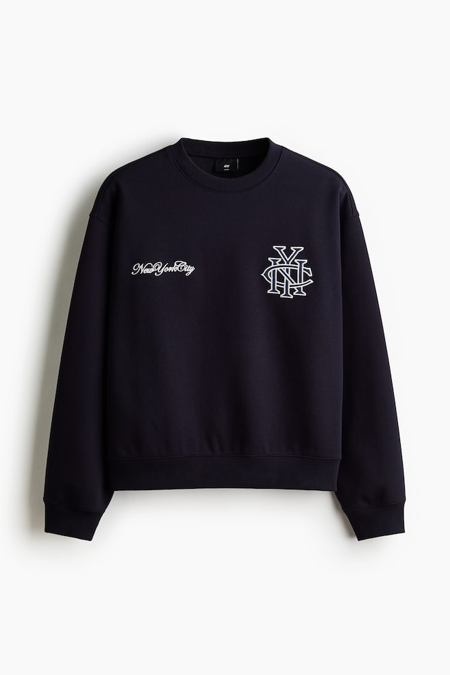 Sweatshirt com motivos estampados Loose Fit - Azul marinho/NYC/Cinzento mesclado/New York - 1