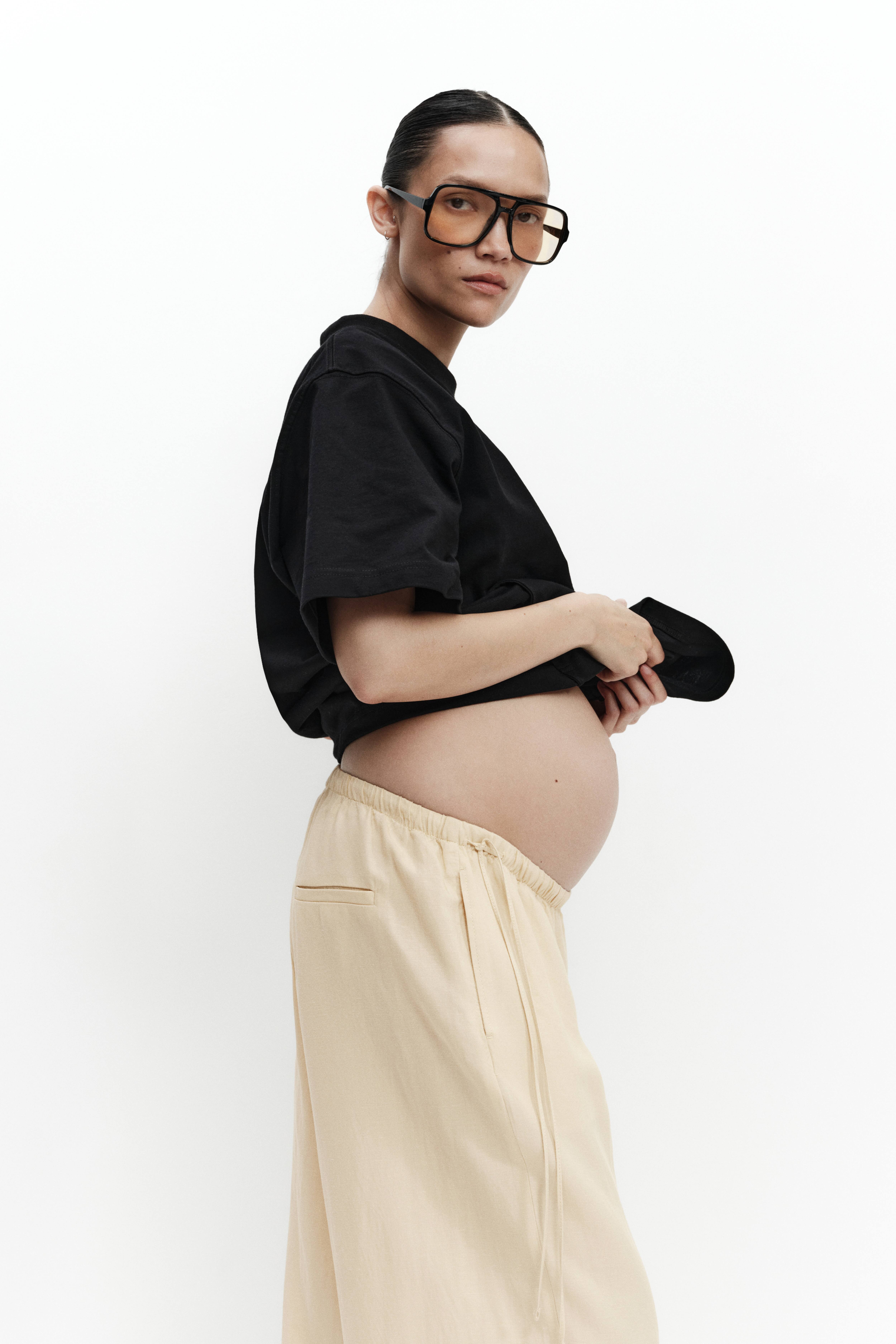 MAMA Pantalon à cordon en lin mélangé