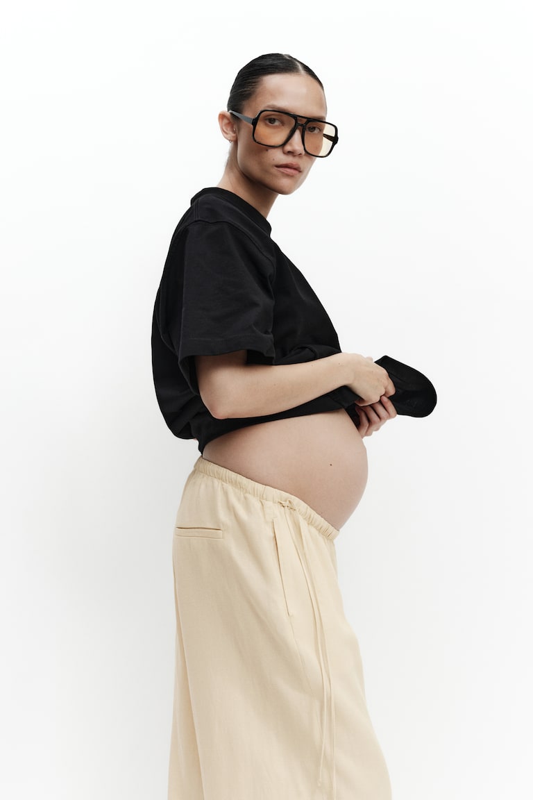 MAMA Pantalone od mešavine lana s učkurom