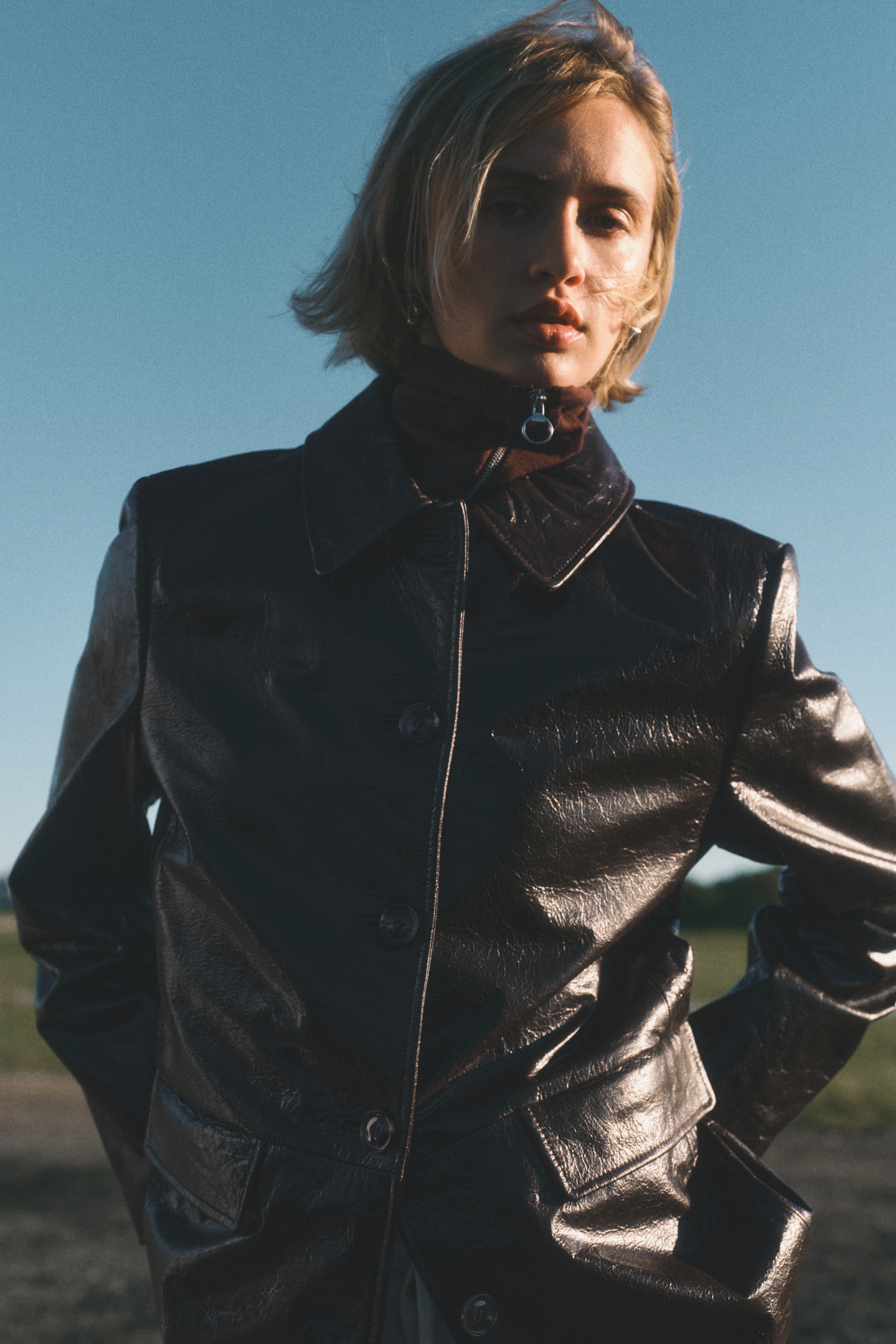 Femme - Veste en cuir Marron foncé - Size: M  - H&M