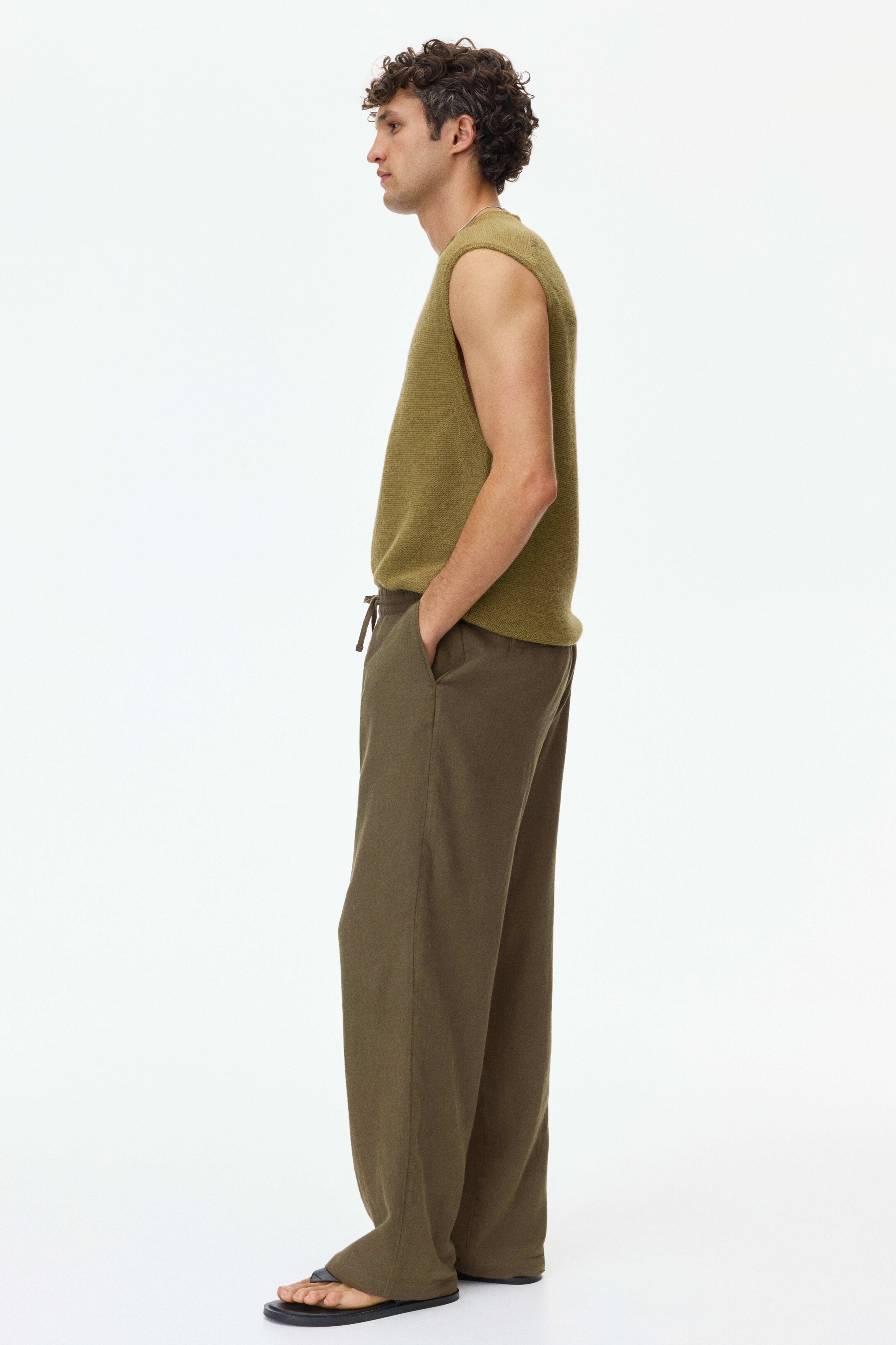 Relaxed-Fit Linen-Blend Pants