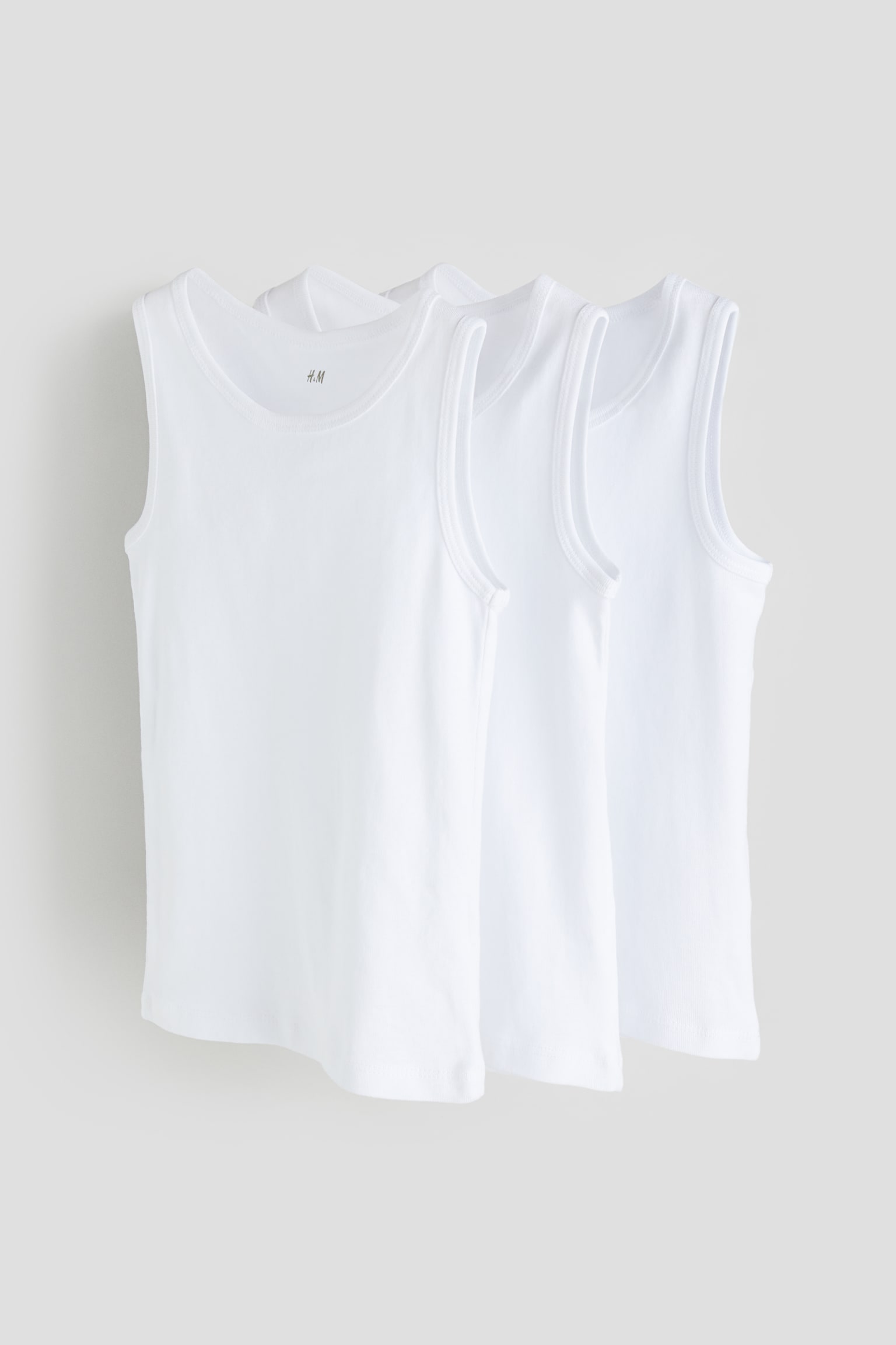 3-pack vest tops - White/Navy blue/White/Light green/Green - 1