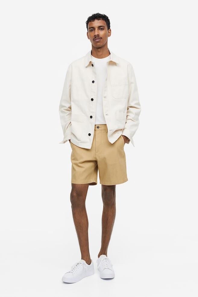 Regular Fit Cotton chino shorts - Beige/Navy blue - 1