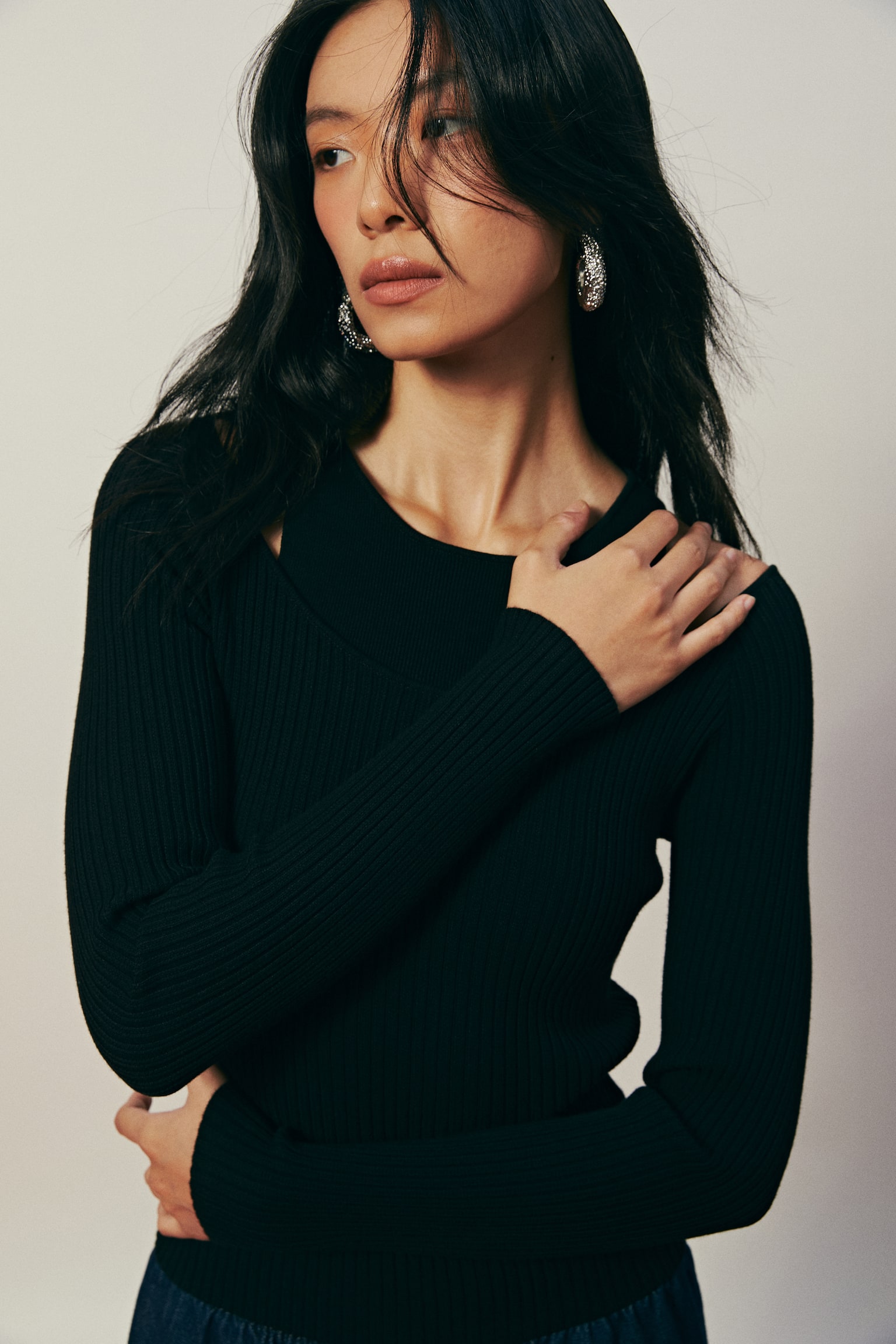 리브니트 탑 - 블랙/다크 플럼 퍼플 - 5