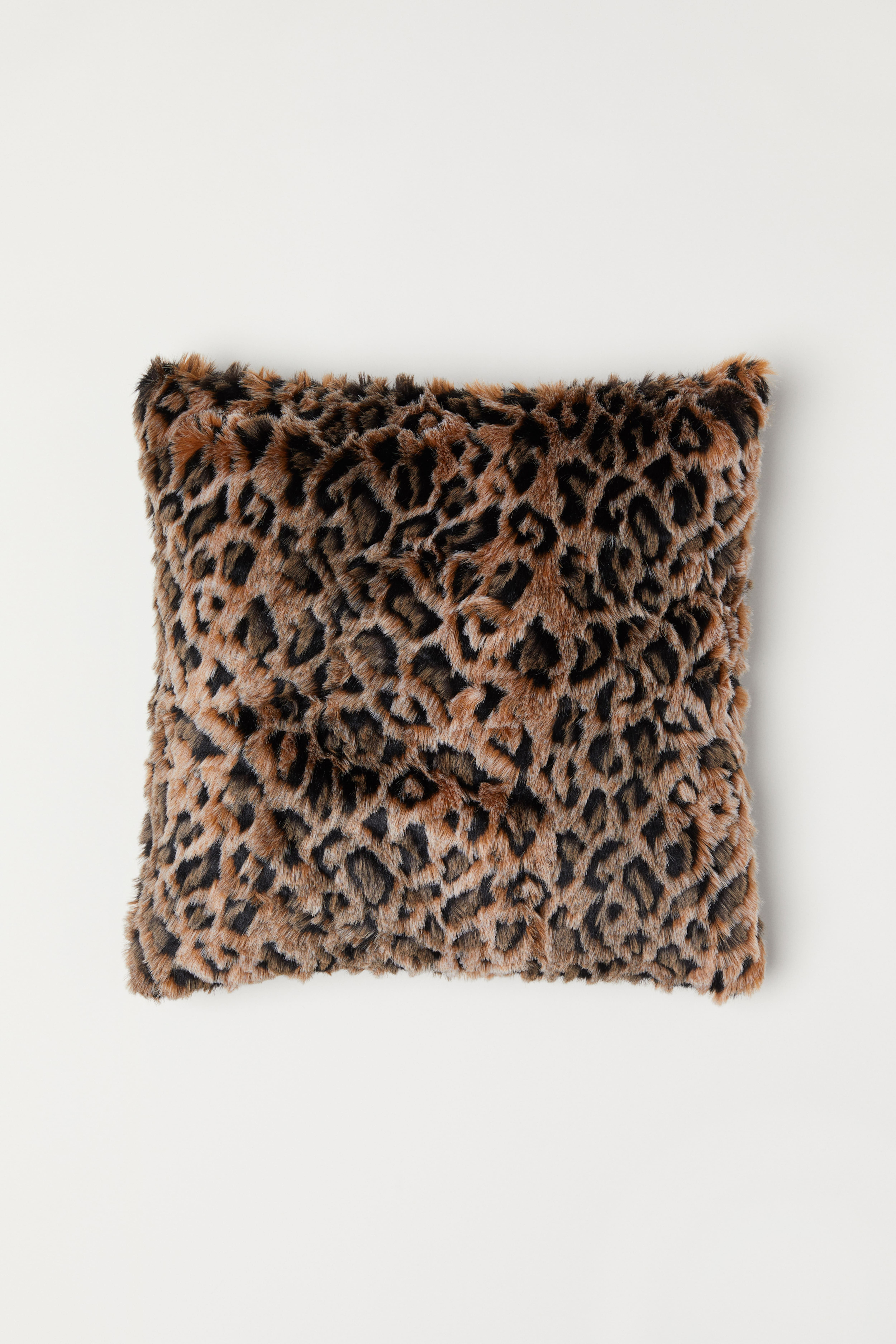 Faux fur cushion cover Black Leopard print Home All H M GB