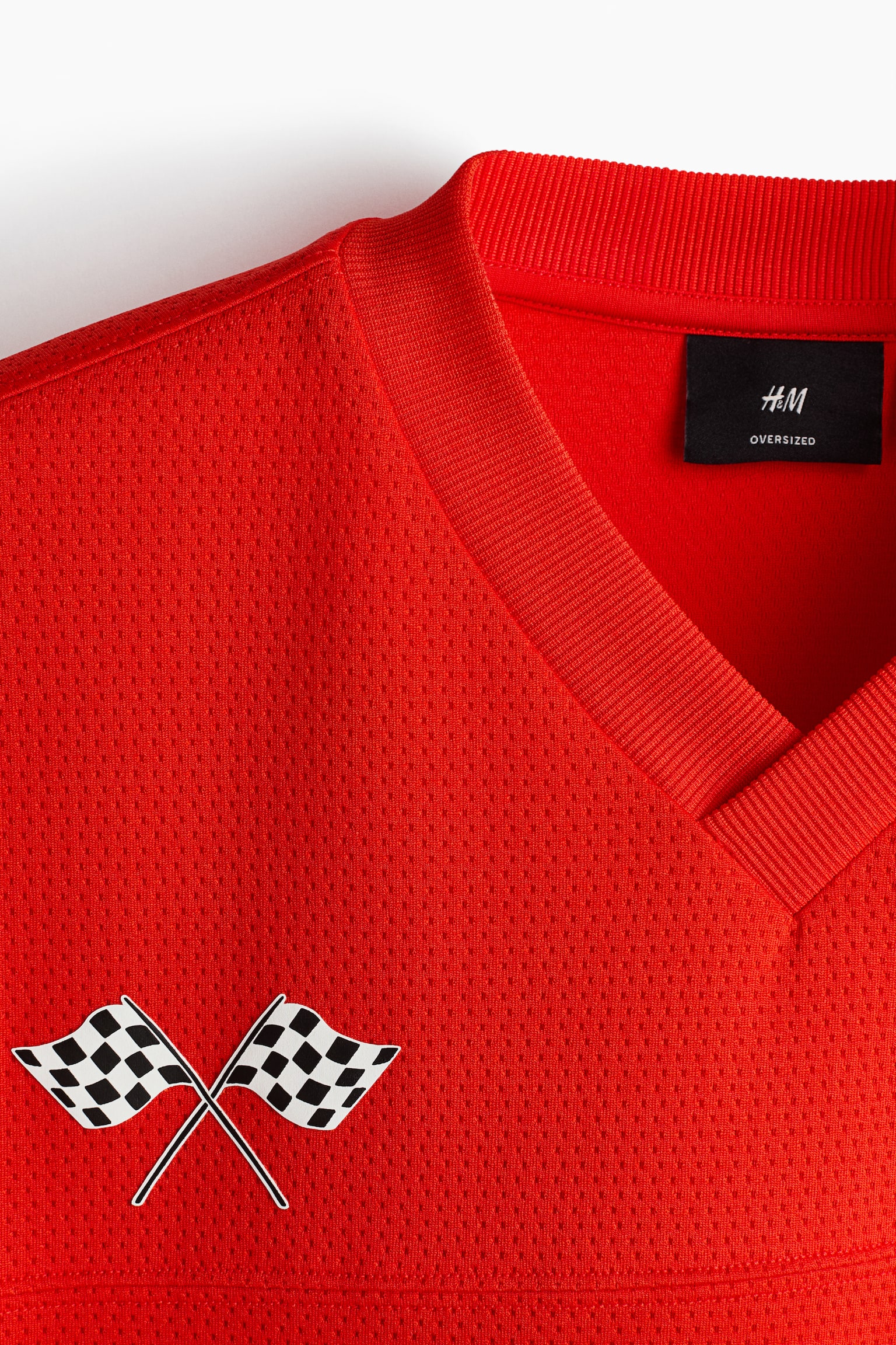 Oversized Fit Printed mesh T-shirt - Red/Honda - 6