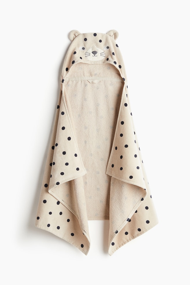 Hooded Bath Towel - Light beige/leopard/Green/dinosaur/Light beige/Natural white/rabbit - 1