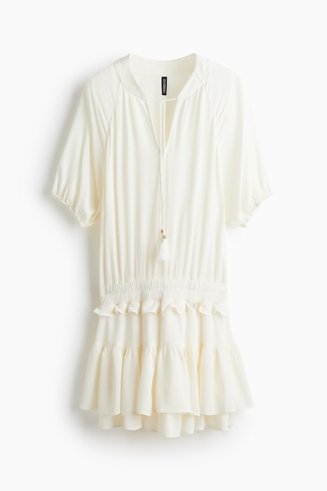 Vestido de volantes - Crema/Burdeos - 1