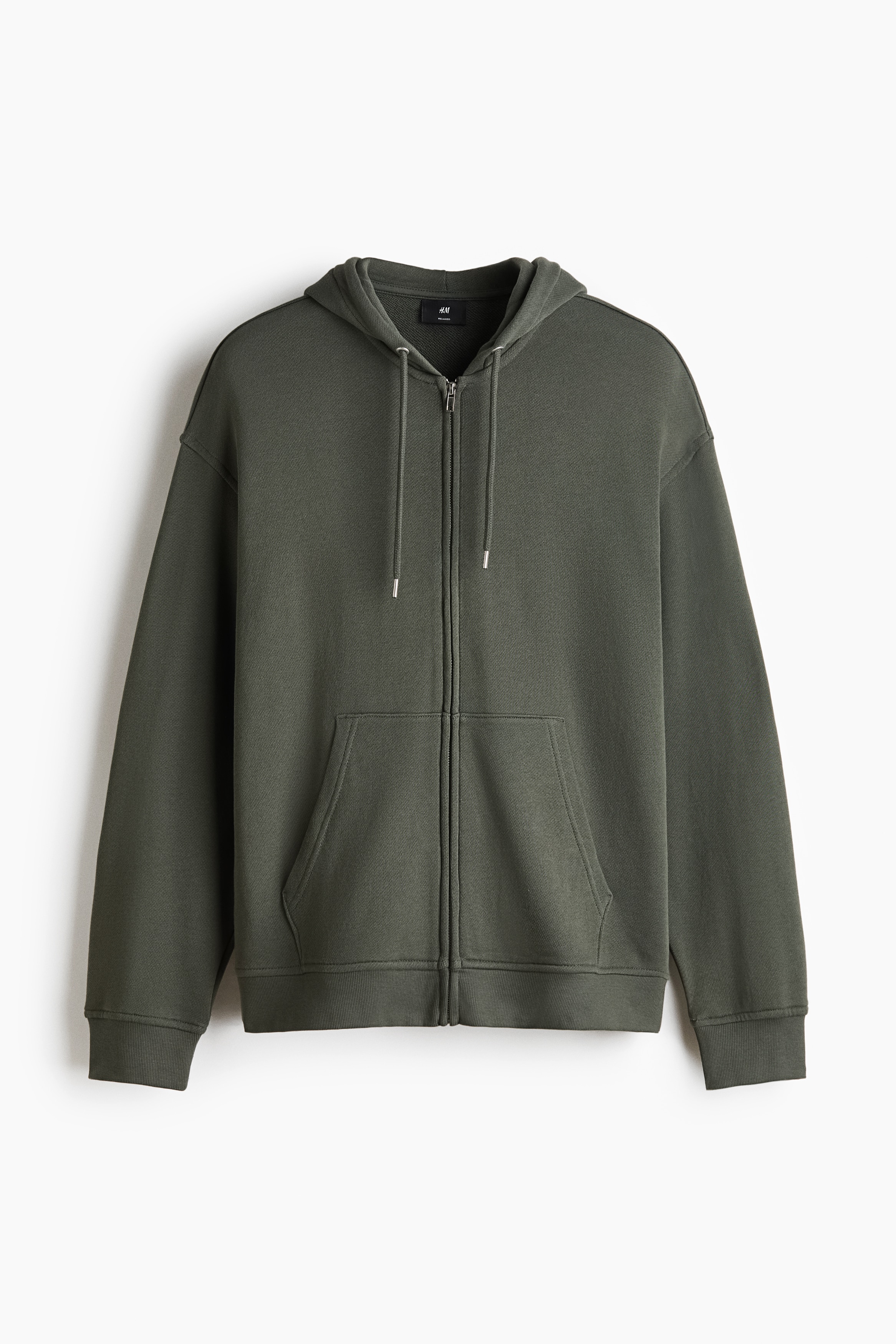 Áo hoodie kéo khoá Relaxed Fit - Màu xanh kaki/Màu xám than/Màu ngà/Màu đen/Màu xám nhạt đốm/Màu xám đậm