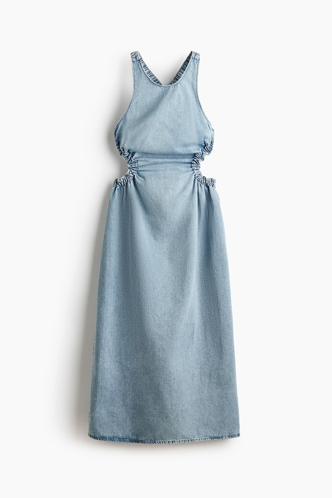Open-back maxi dress - Light denim blue/Black/Light beige - 1