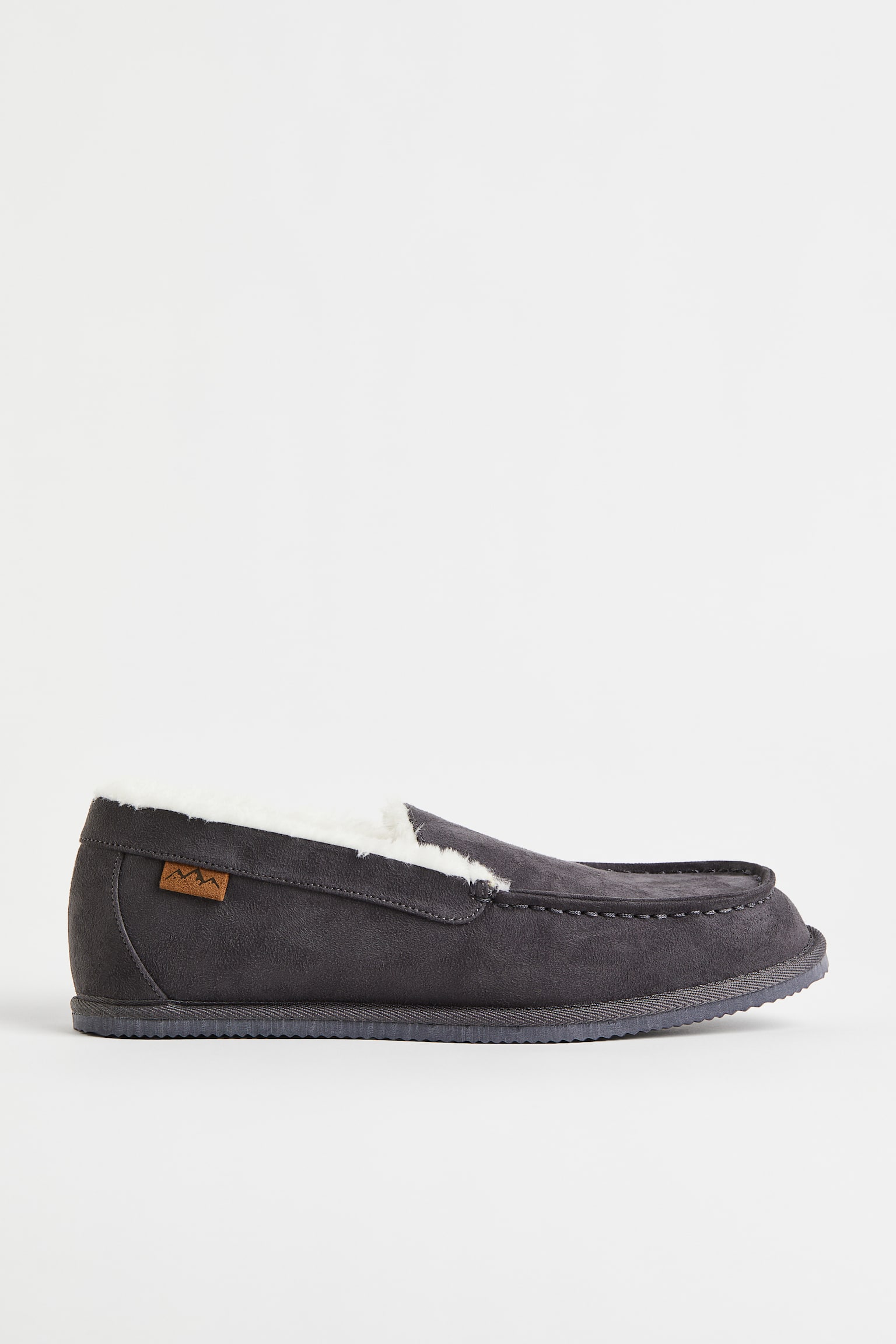 Teddy-lined slippers - Dark grey/Dark blue - 1