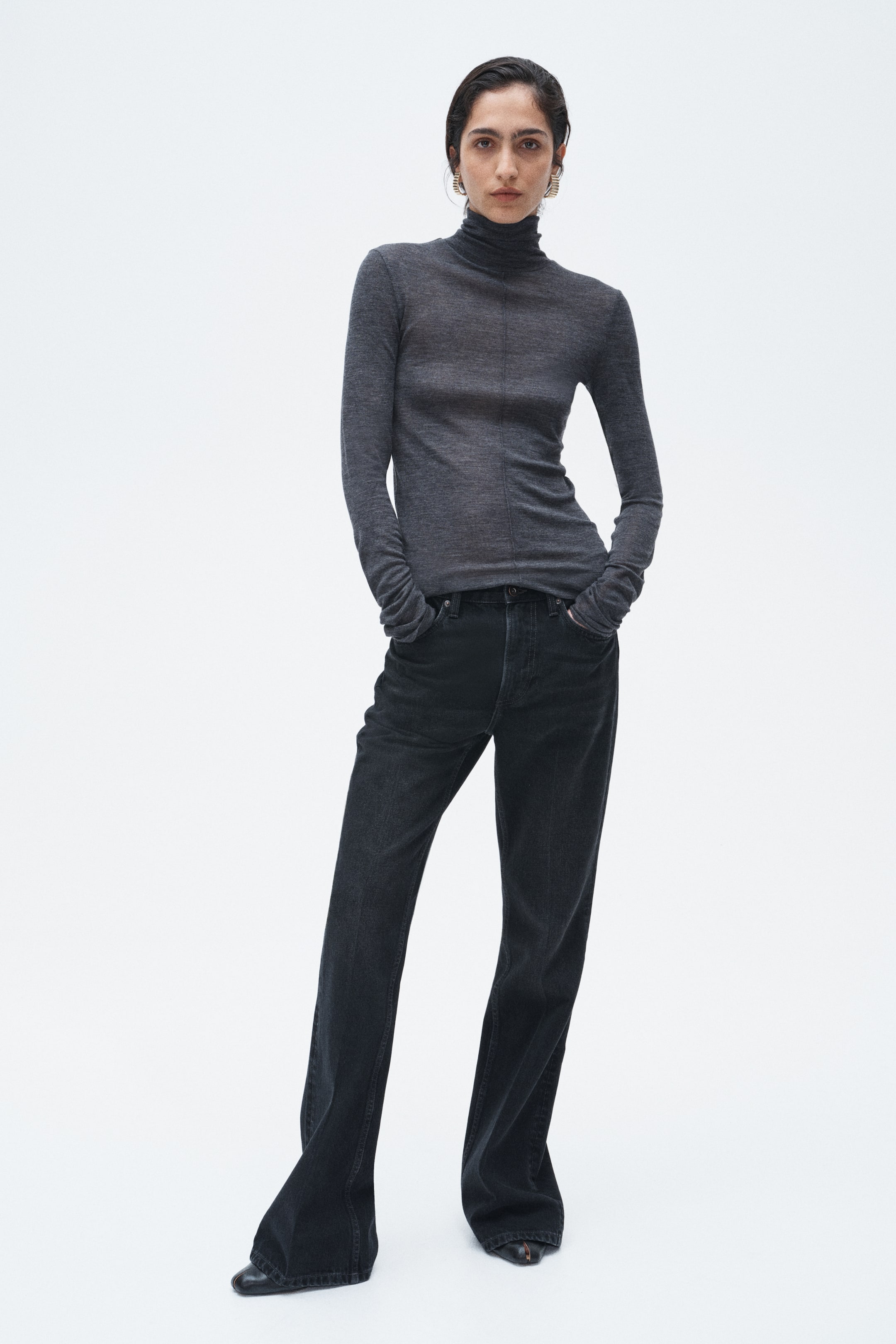 Merino Wool Turtleneck Top