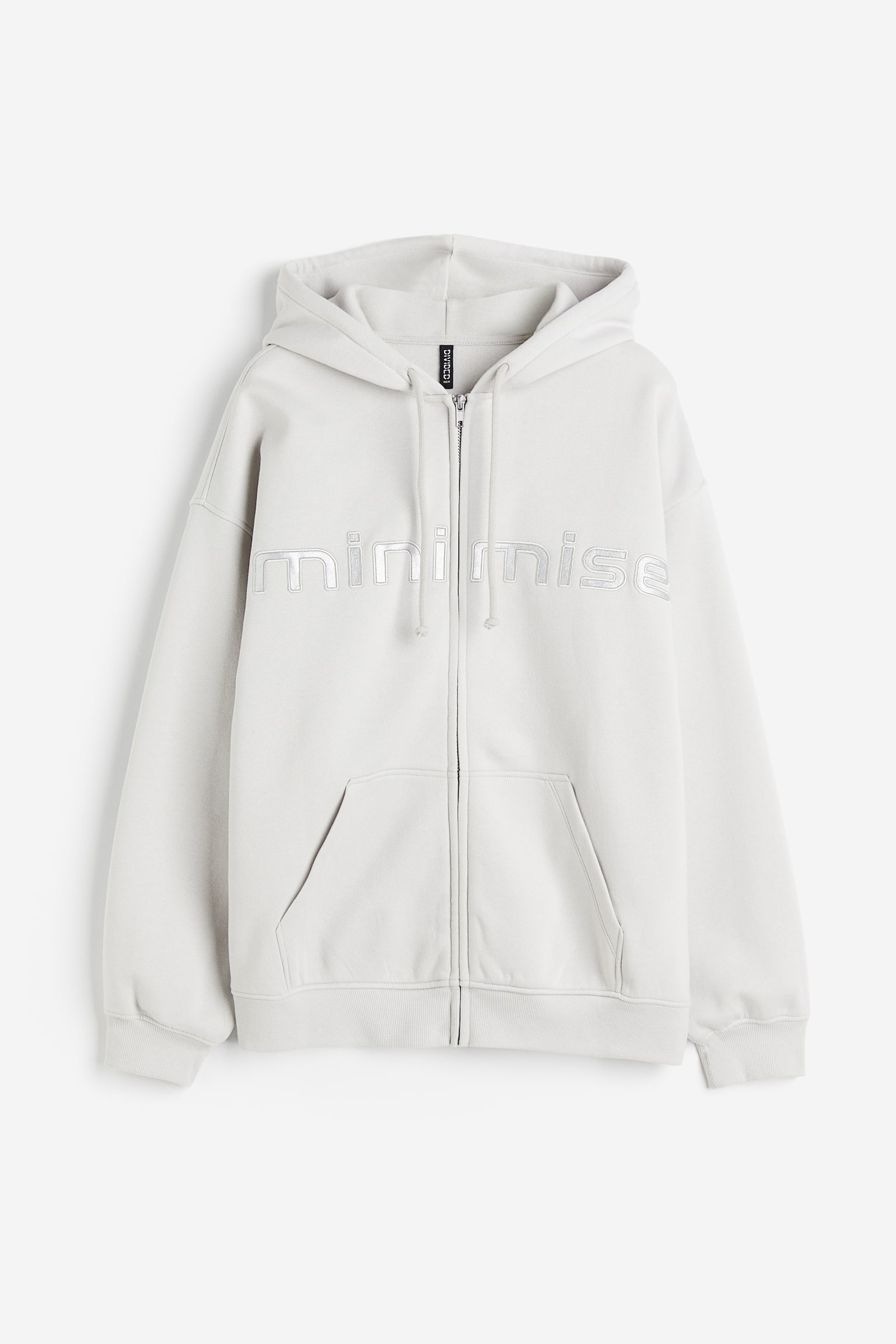 Oversized printed zip-through hoodie - Light grey/Minimise/Dark grey/Washed - 1