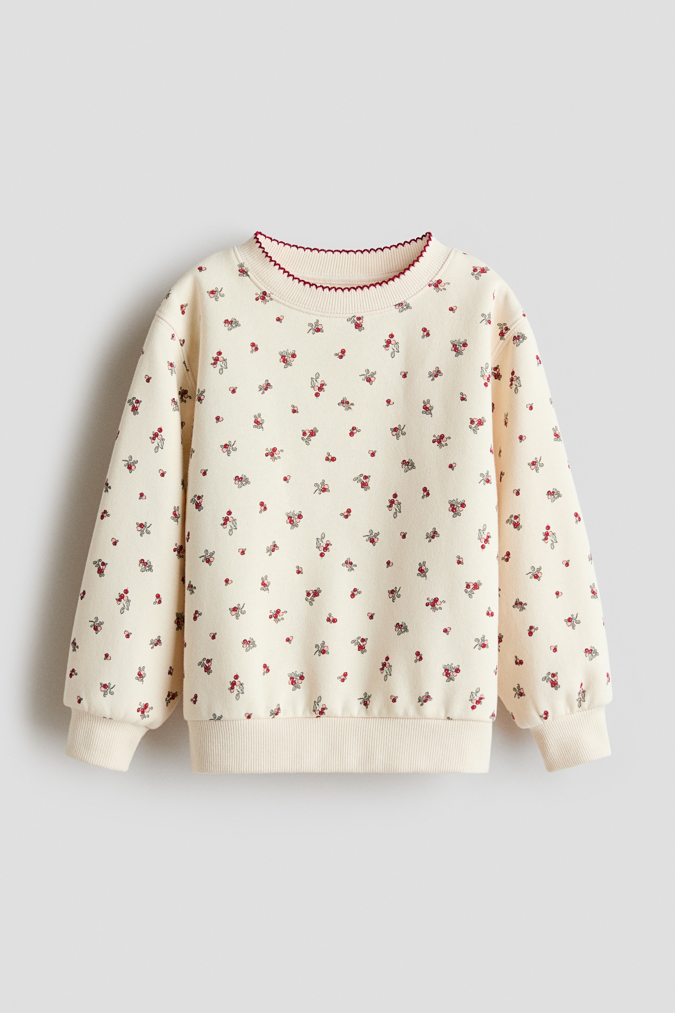 Dziewczynka - Bluza z meszkiem wewnątrz Jasnobeżowy/Borówka czerwona - Size: 110/116 (4-6Y)  - H&M