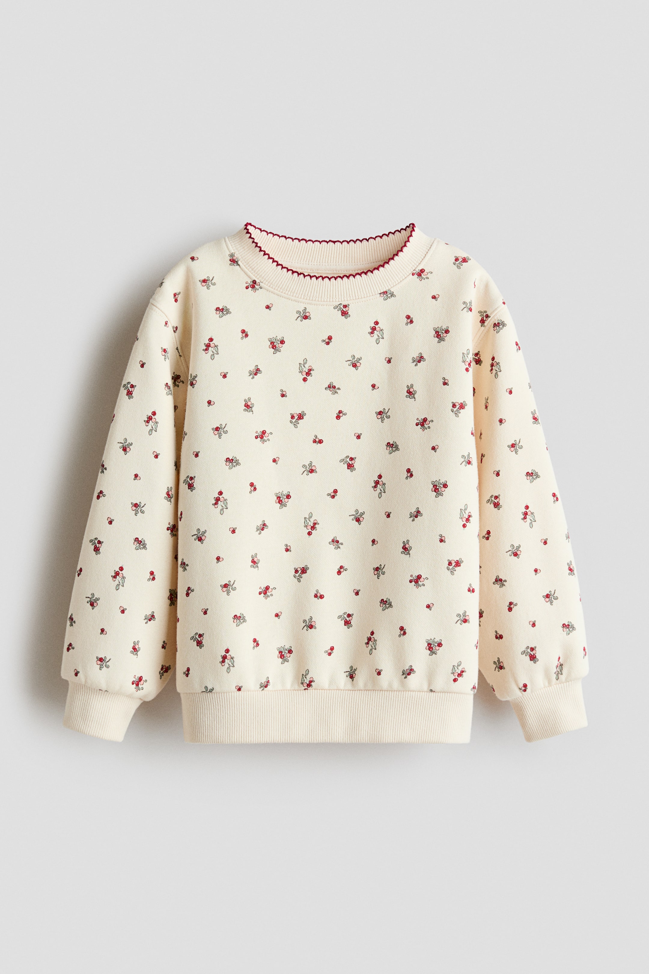 Se større billede: Sweatshirt med tryk og børstet inderside - Lys beige/Tyttebær - BØRN | H&M DK 1