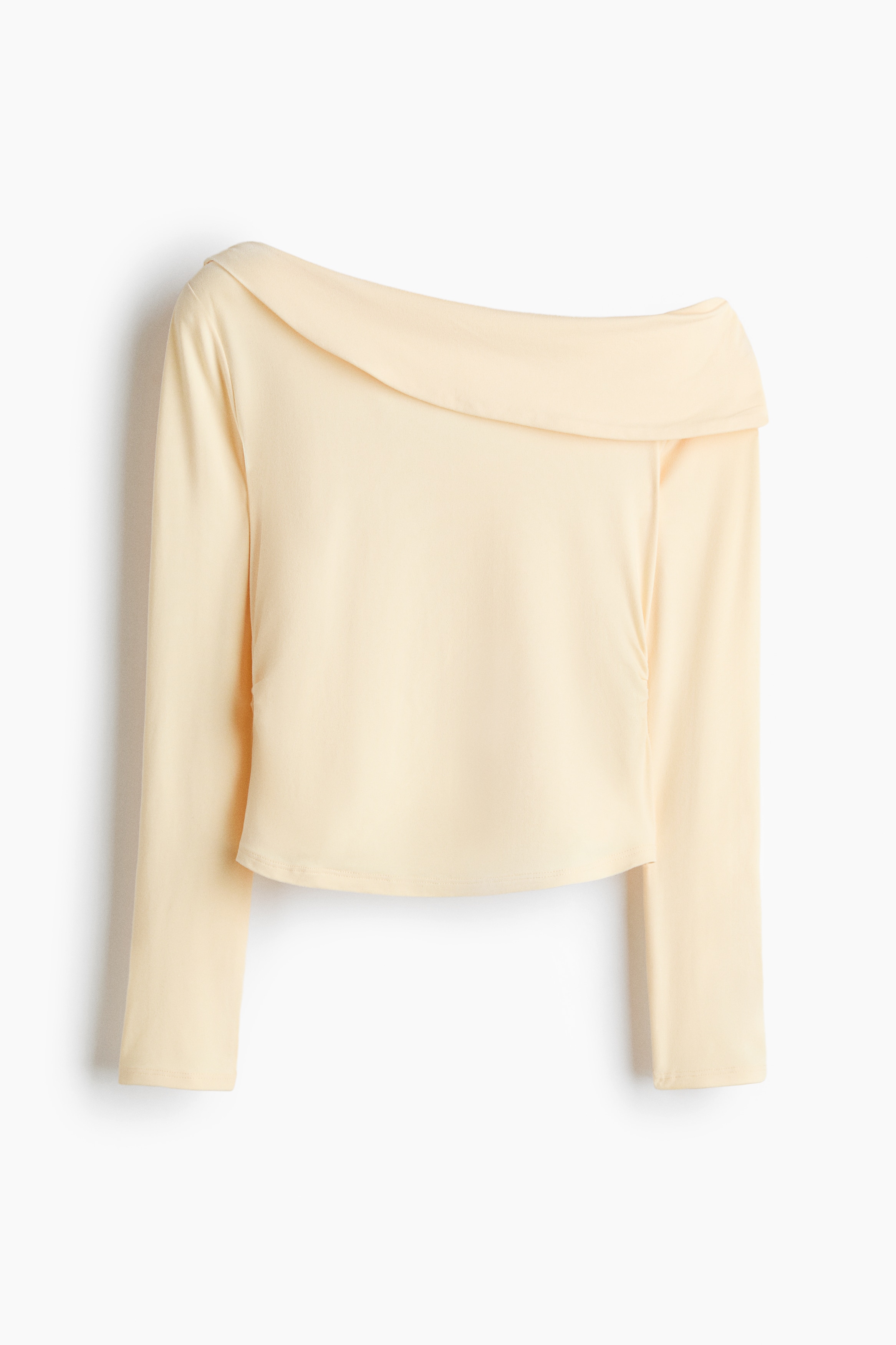 One-shoulder jersey top - Light yellow/Cream/Polka dot/Light blue