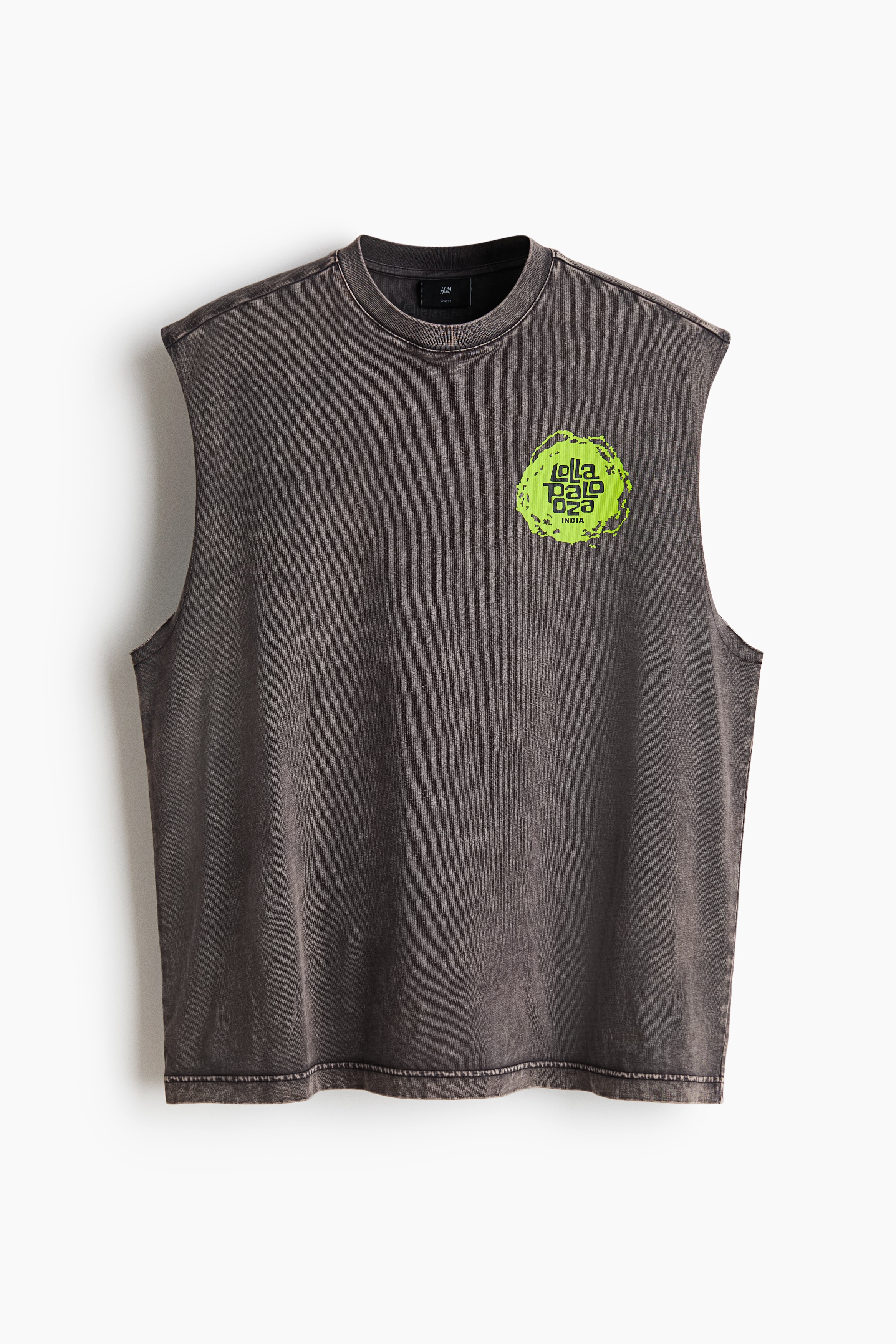 Loose Fit Printed vest top - Grey/Lollapalooza