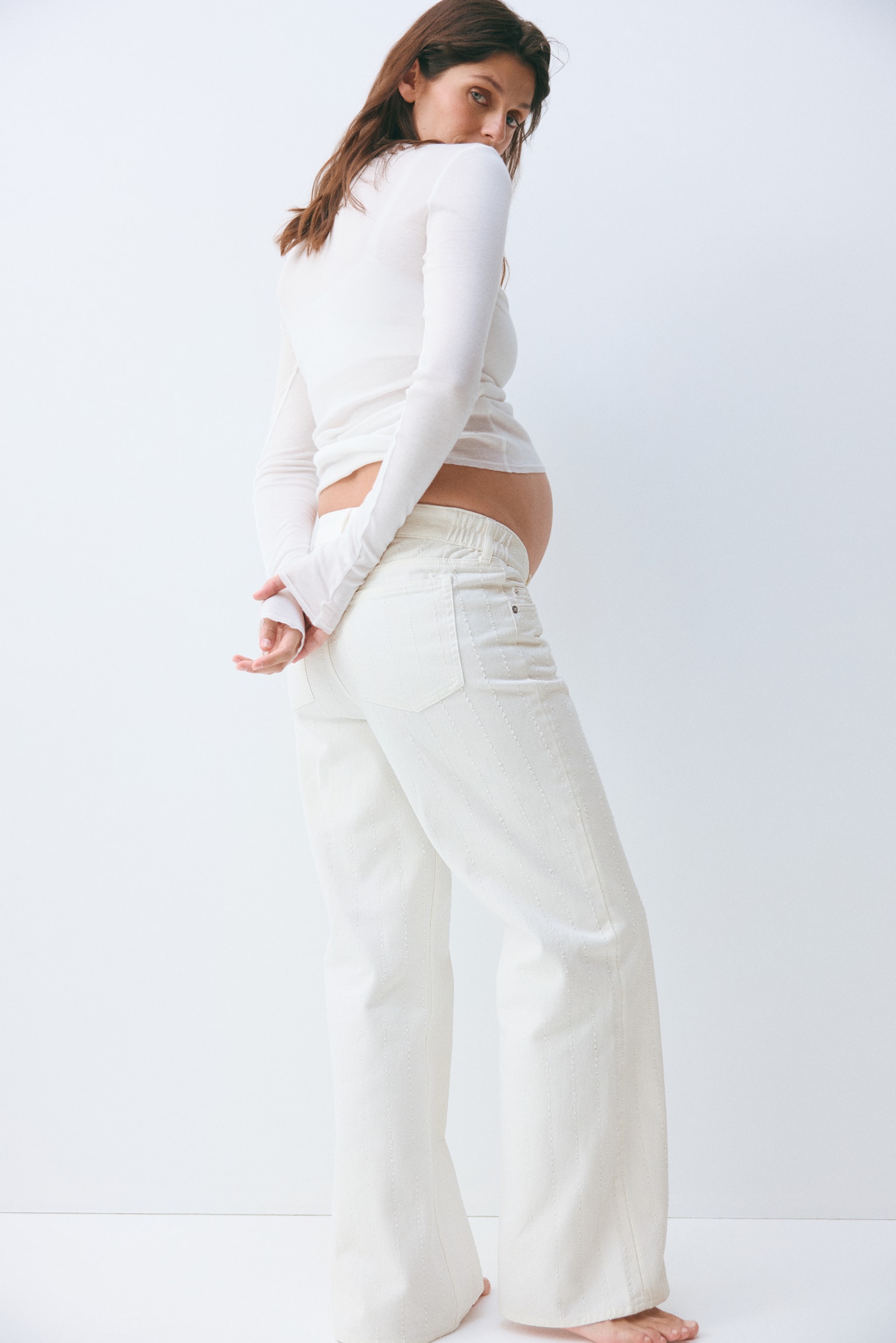 MAMA Before & After Wide Jeans - White/Dark grey - 7