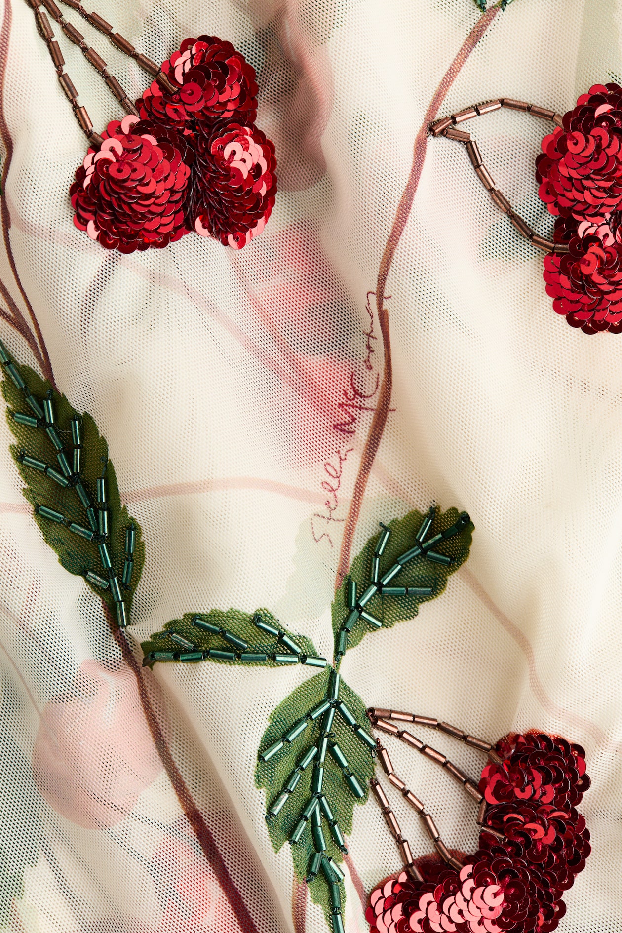 Cherry-Print Mesh Tube Dress - image 2