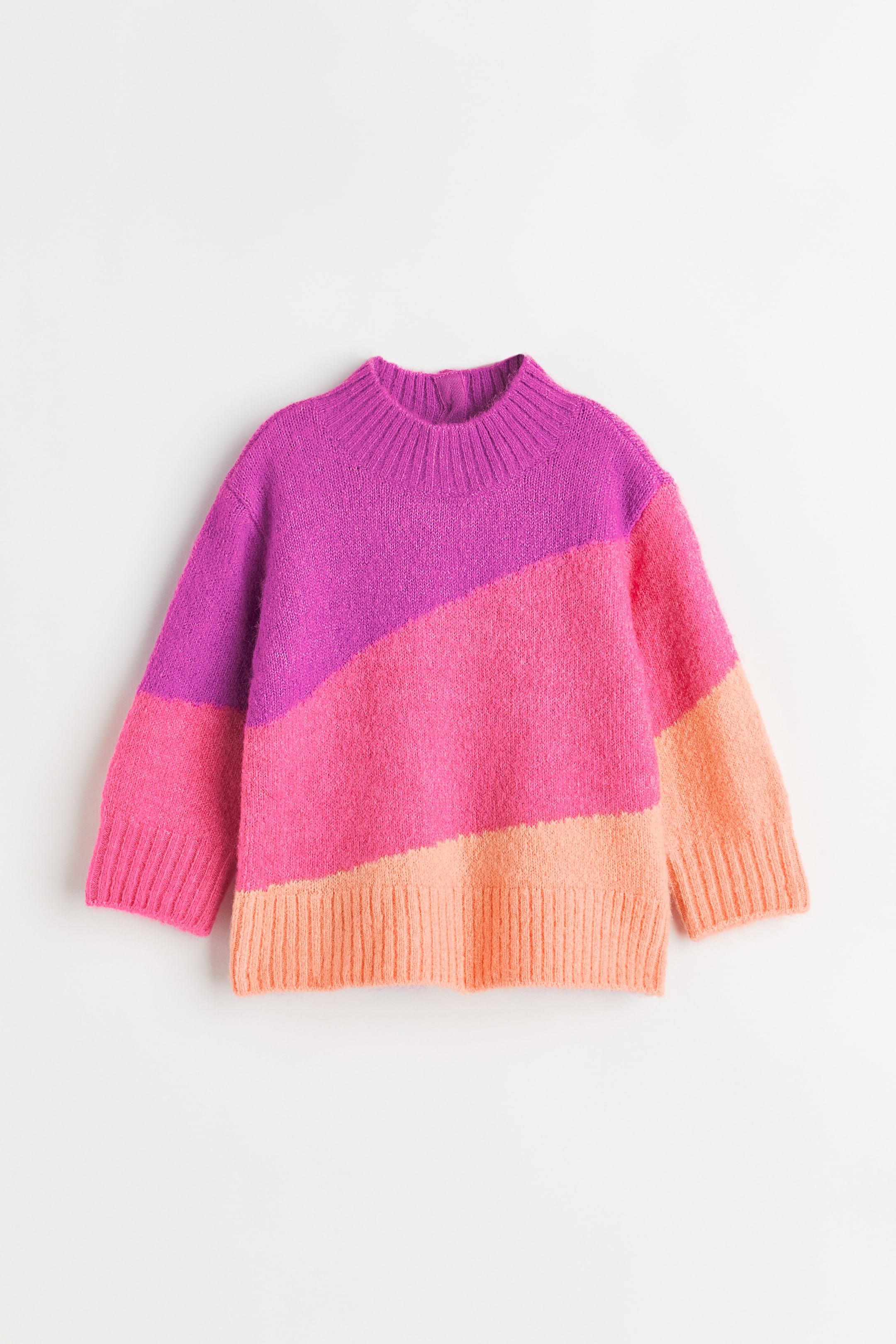 Knitted turtleneck jumper - Turtleneck - Long sleeve - Purple/Peach ...