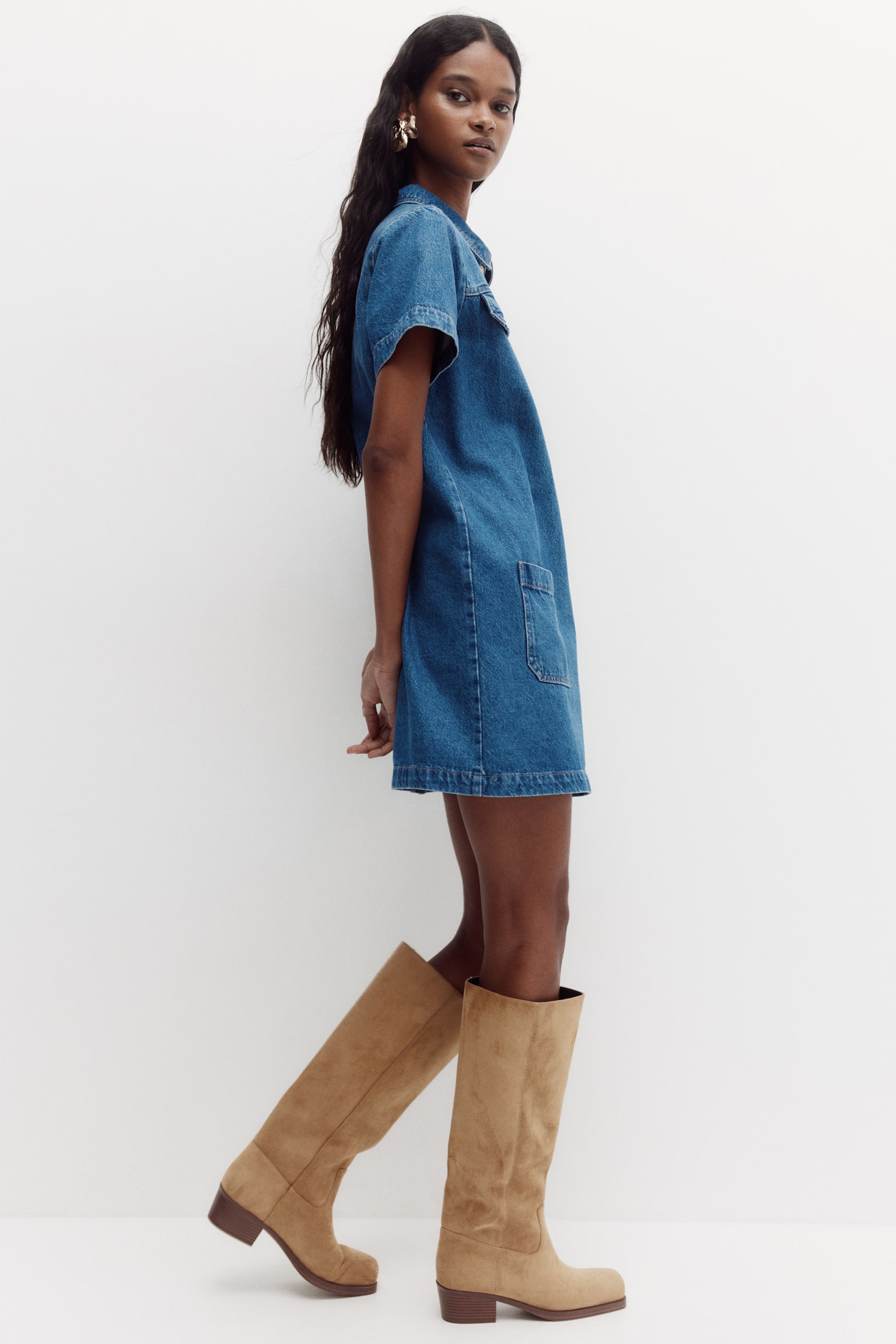 Collared denim dress - Denim blue - 6