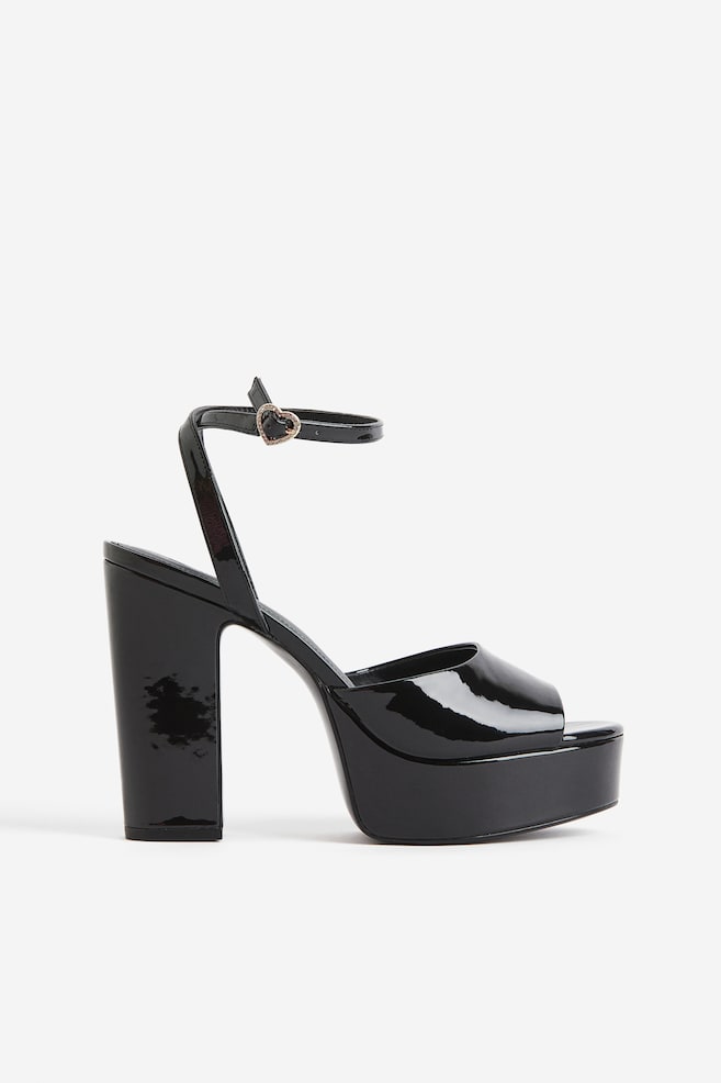 Heeled platform sandals - Black/Burgundy - 1