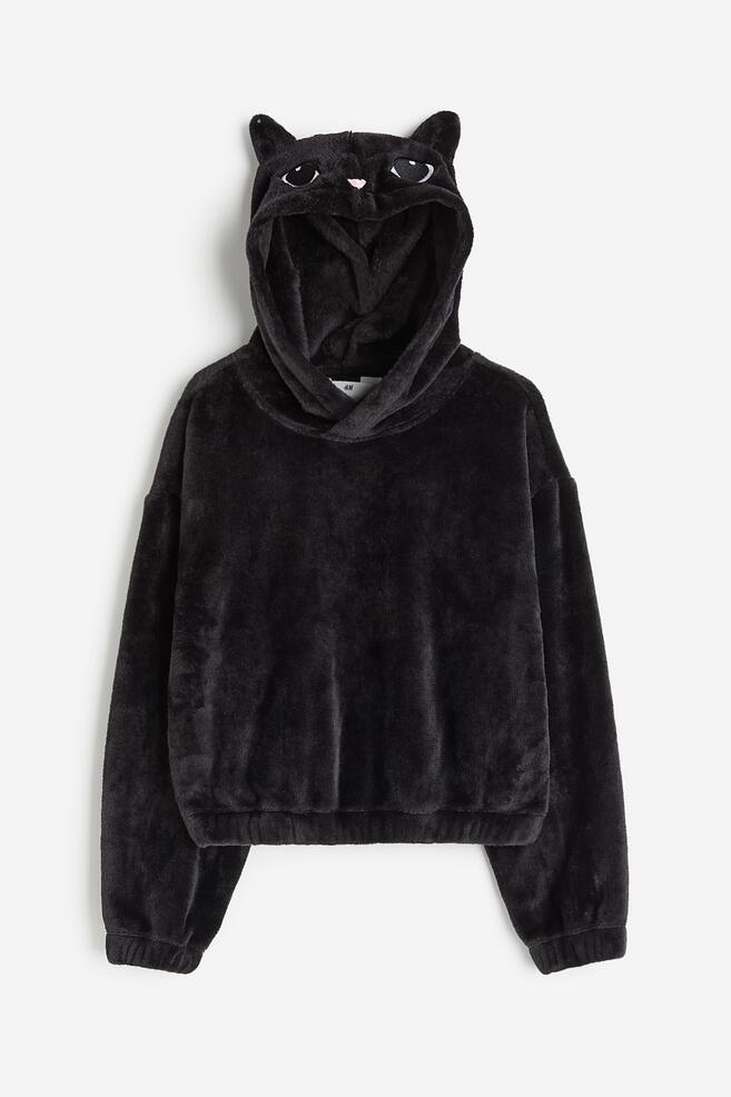 Appliquéd hoodie - Black/Cat - 1
