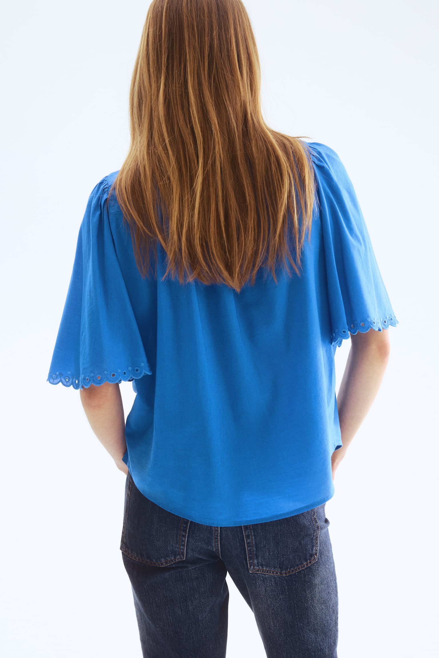 Bluse aus Baumwollgemisch - Blau/Blassgelb - 5