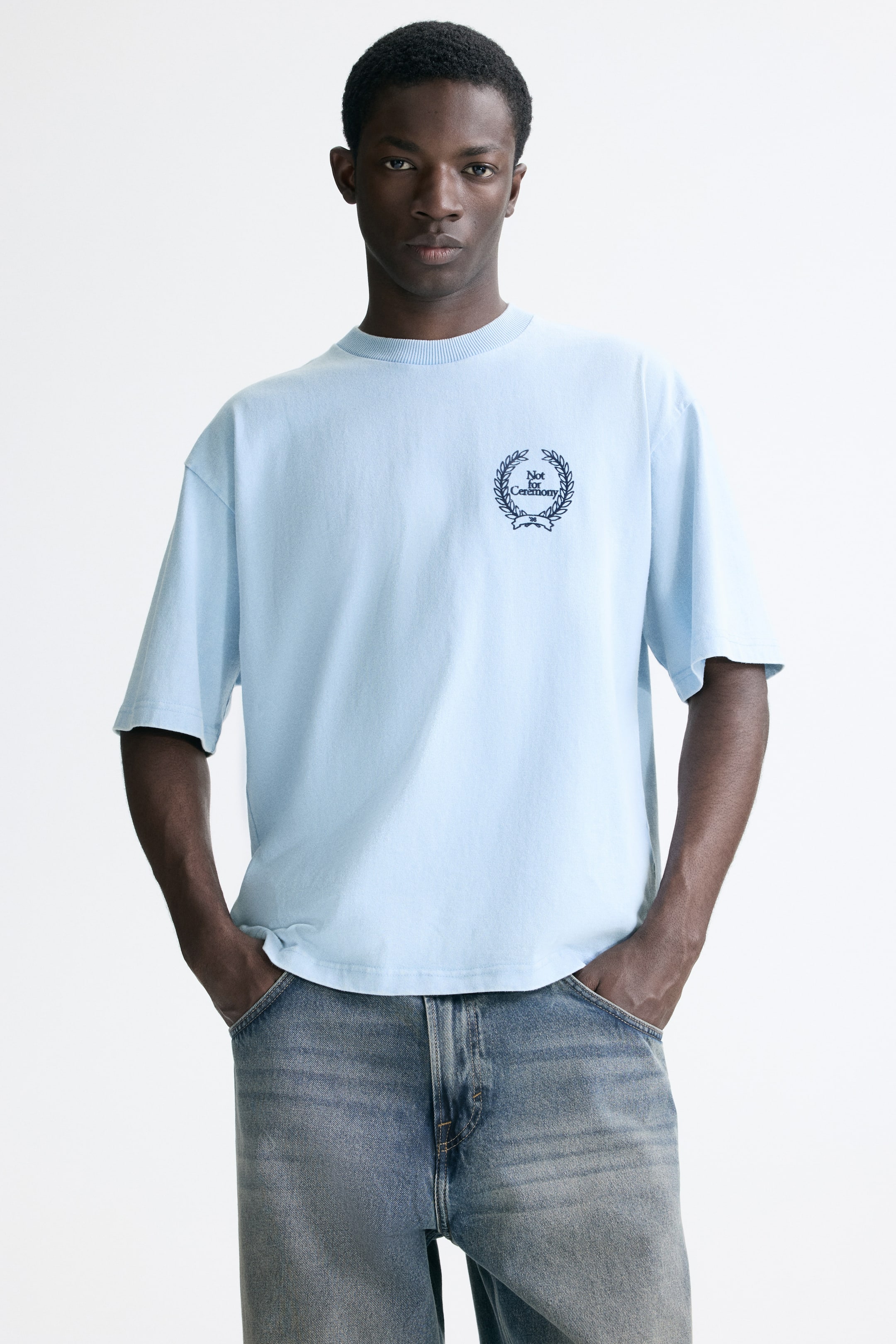 View larger image: Loose-Fit T-Shirt - Light blue/Not for Ceremony - Men | H&M US 2