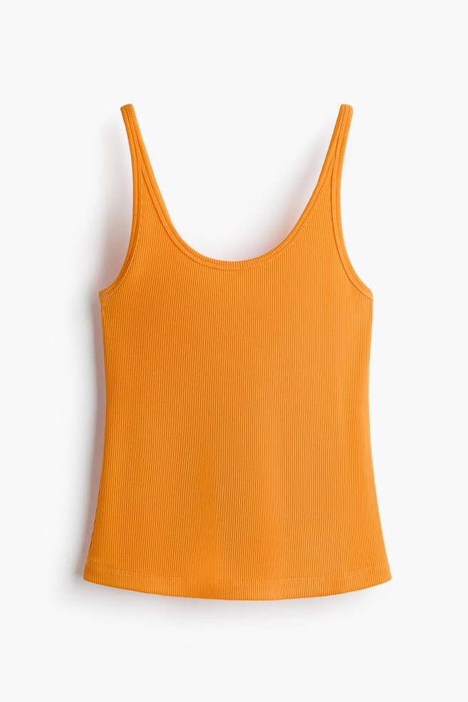 Ribbed Tank Top - Bright orange/Dark brown/White/Black - 1