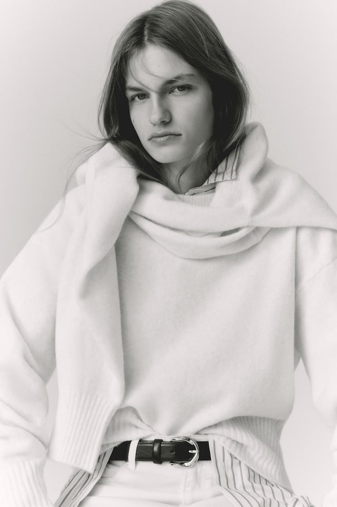 Oversized Pullover - Cremefarben/Graumeliert/Dunkelbeige/Hellblau - 1
