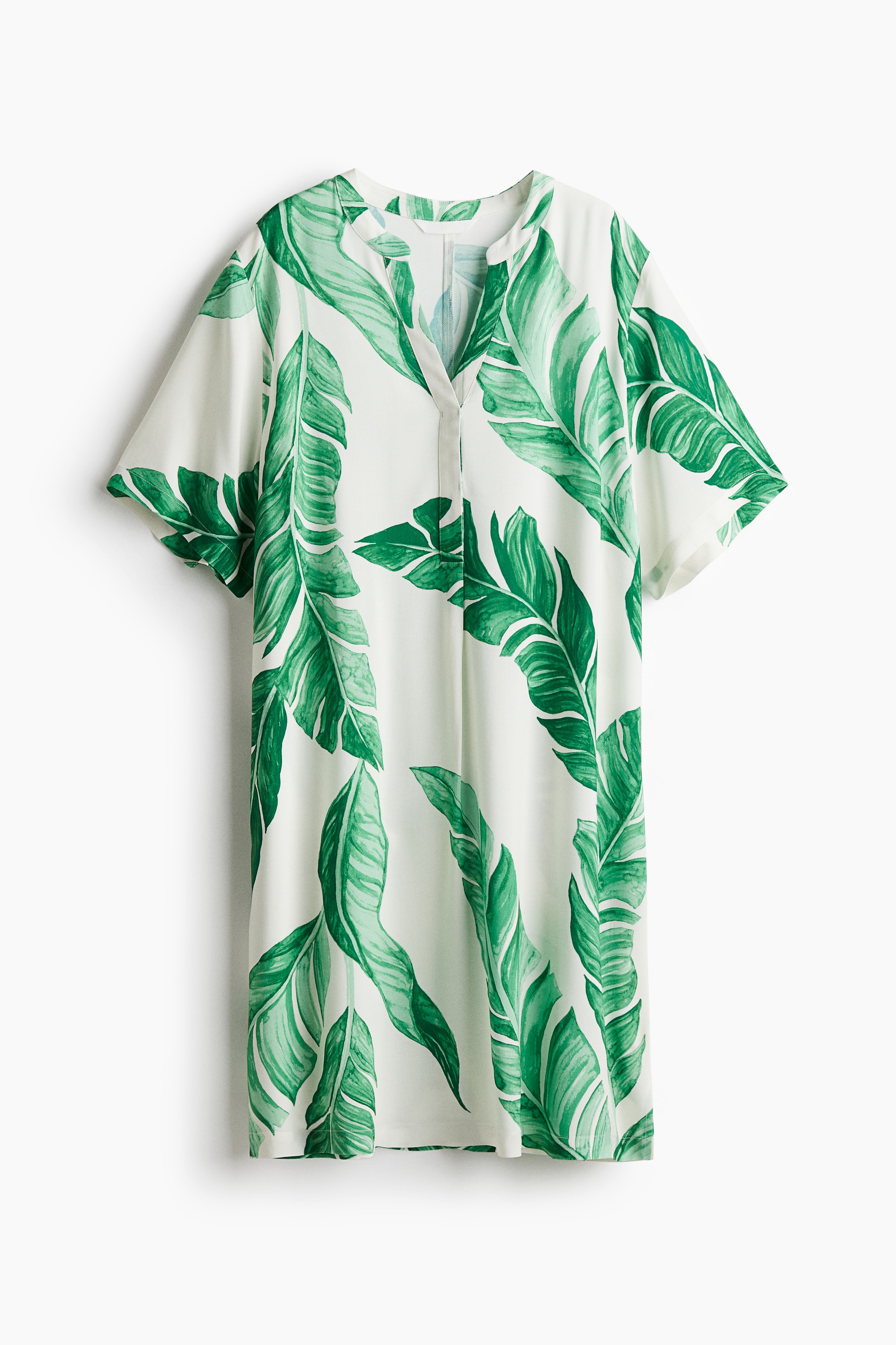 Abito a tunica in viscosa - Bianco/foglie/Verde/bianco fiori/Crema/nero fiori/Verde kaki scuro/Bianco/nero fantasia/Nero/Crema/nero fantasia/Nero/Verde/crema fantasia