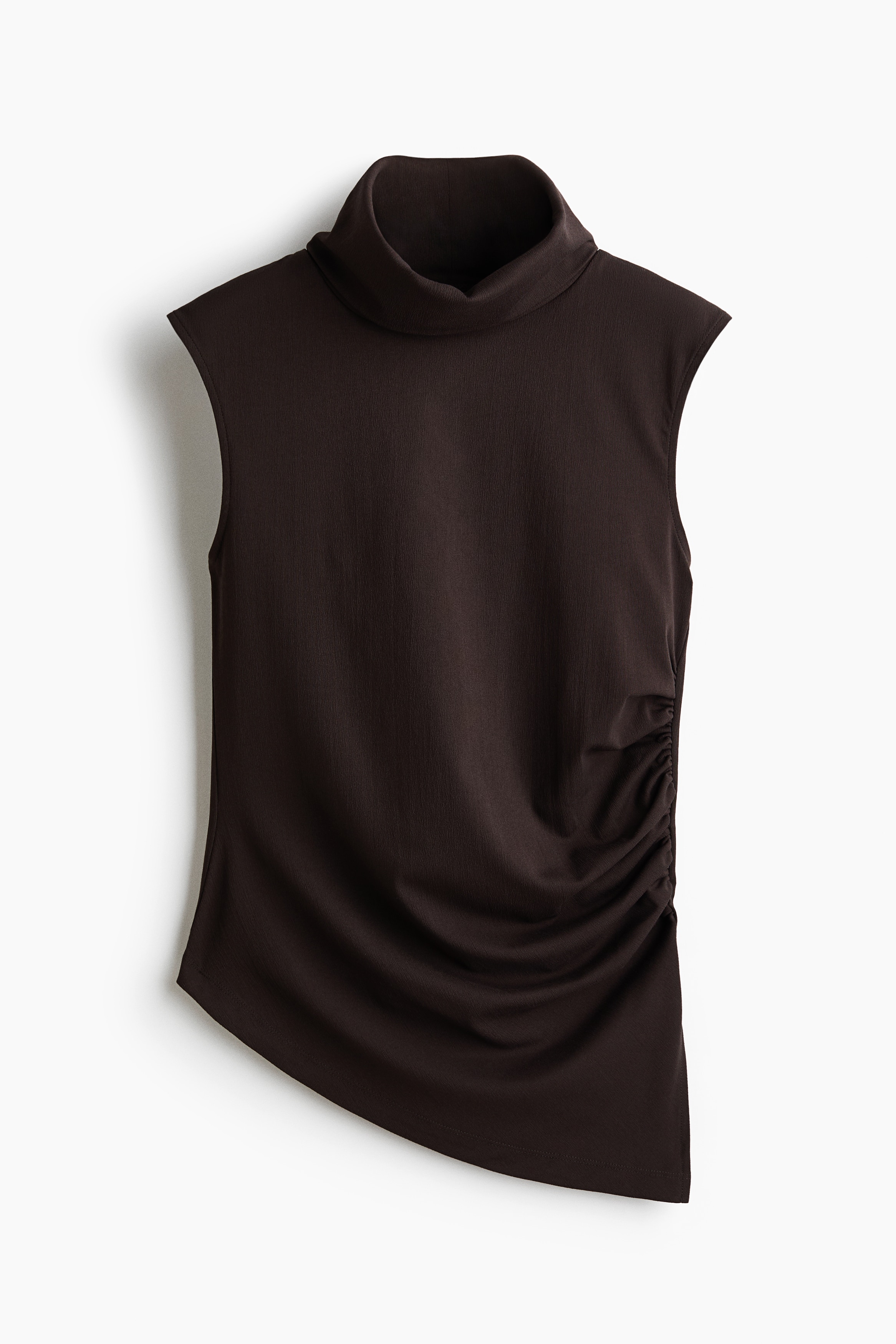 Top drapeado de cuello alto - Café oscuro/Terracota
