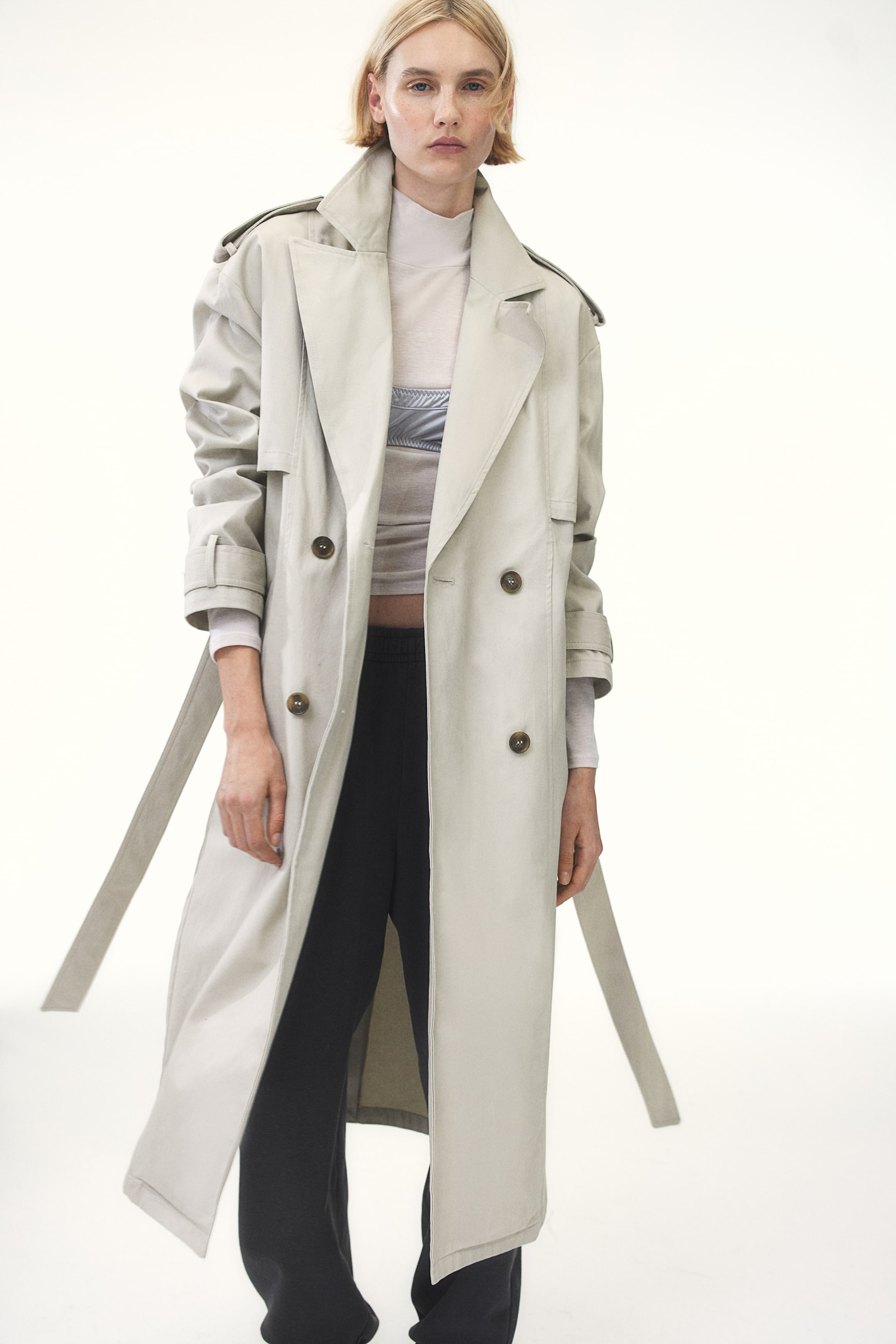 Twill Trench Coat - Long sleeve - Long - Light taupe - Ladies | H&M US