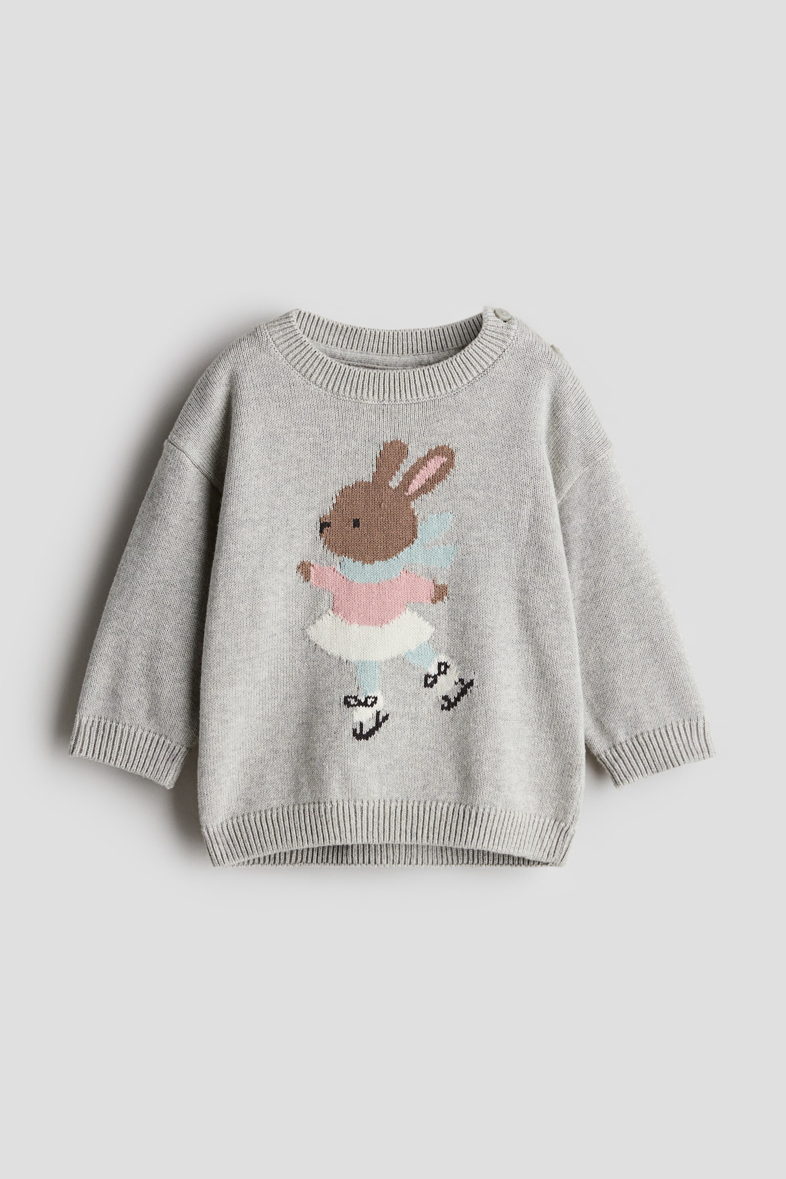 Jacquard-knit jumper - Light grey/Bunny/Red/Bow/Beige/Little Darling - 1