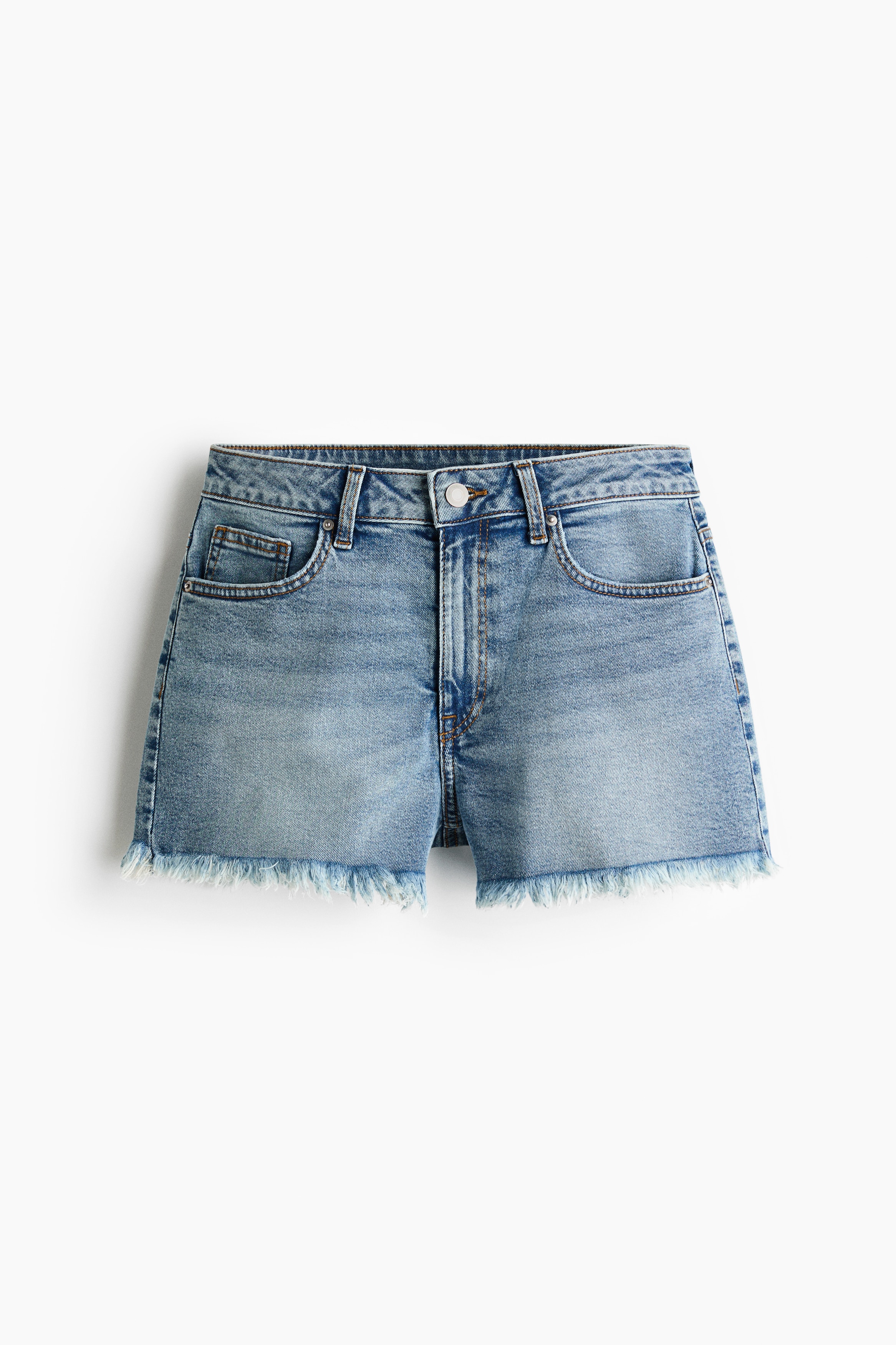 Shorts de denim con borde deshilado - Azul denim/Gris denim/Azul denim claro/Blanco
