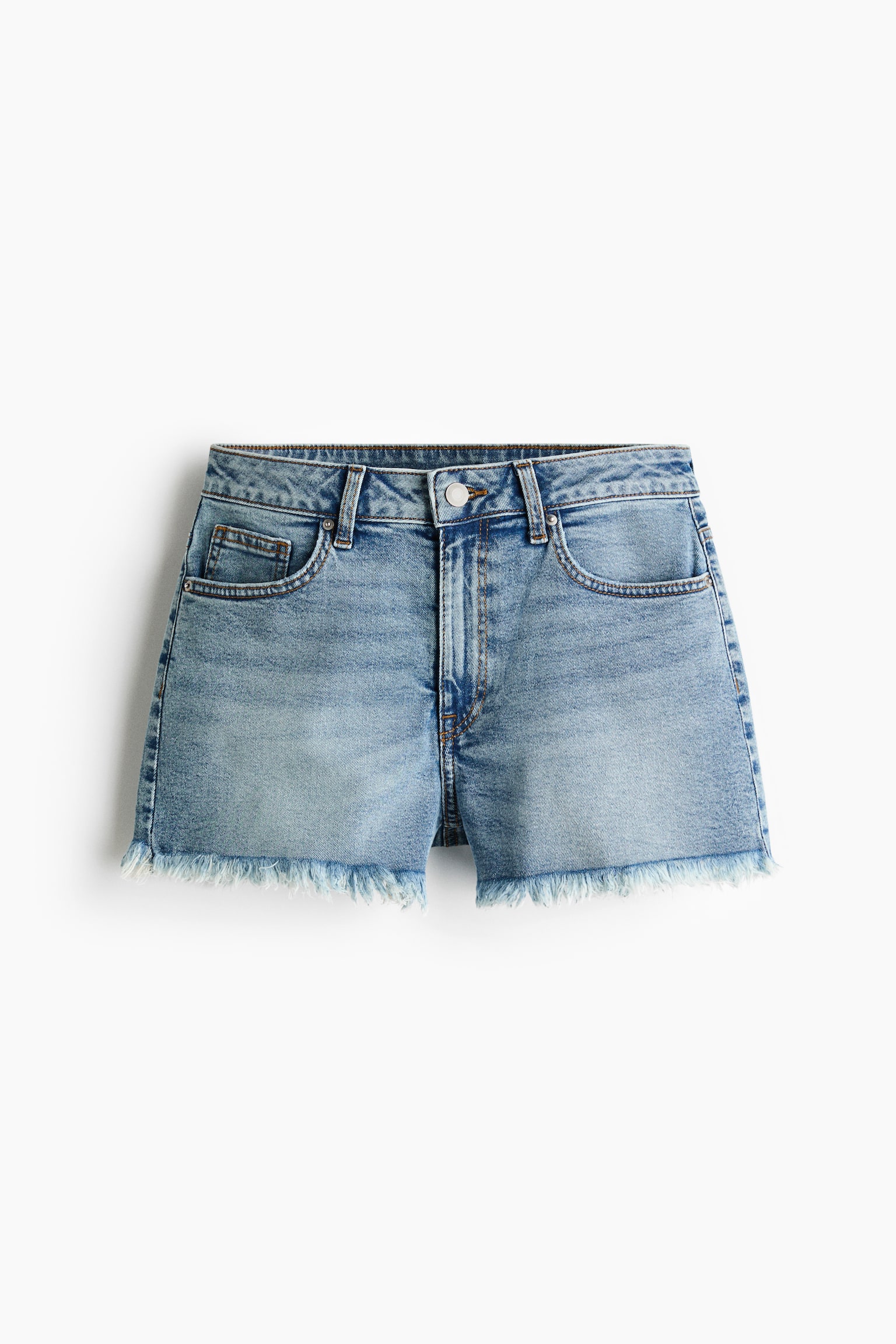 Женские шорты H&M Frayed Denim Shorts, цвет: Джинсовый синий — фото 1