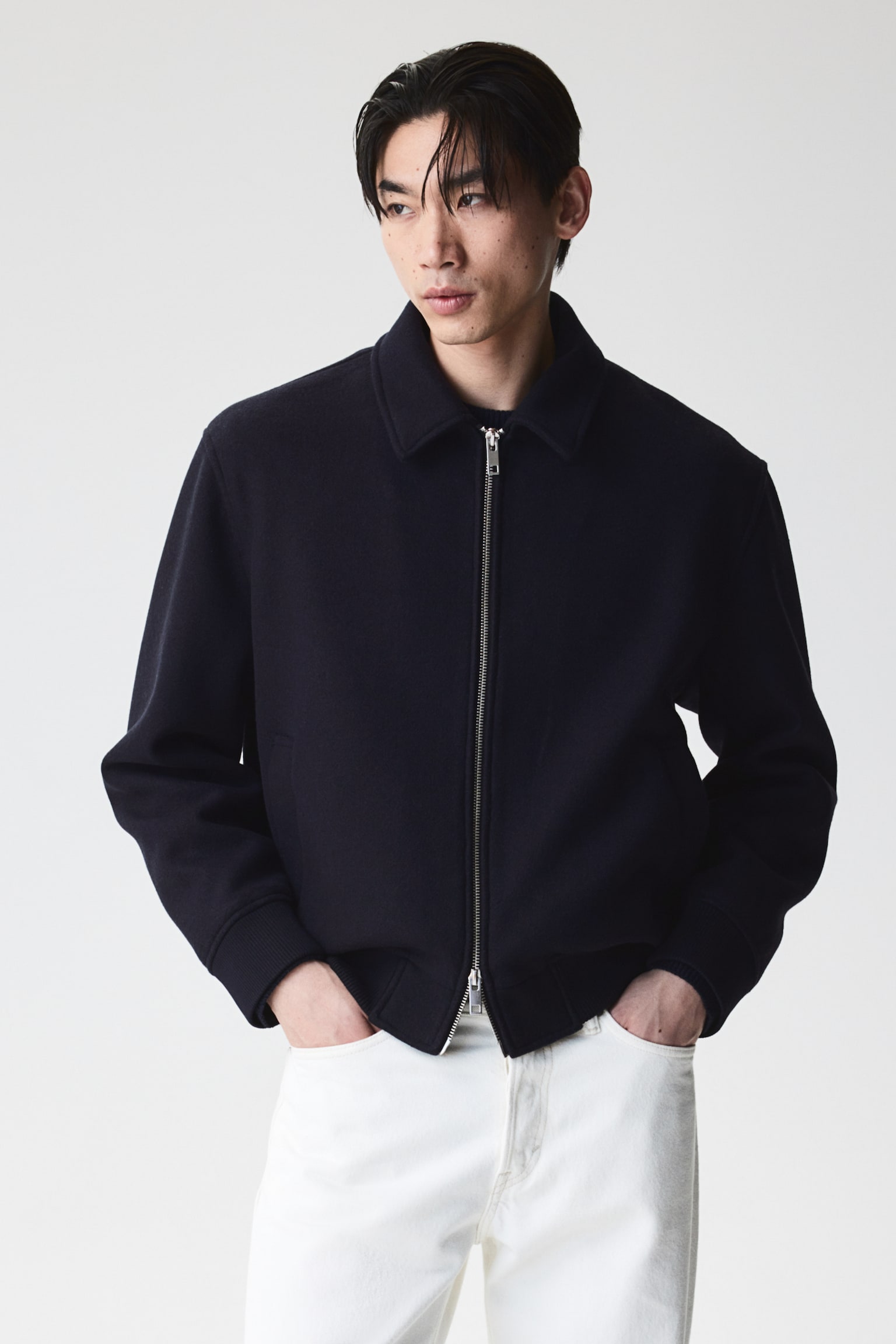 Wool-blend jacket - Navy blue/Dark grey - 4