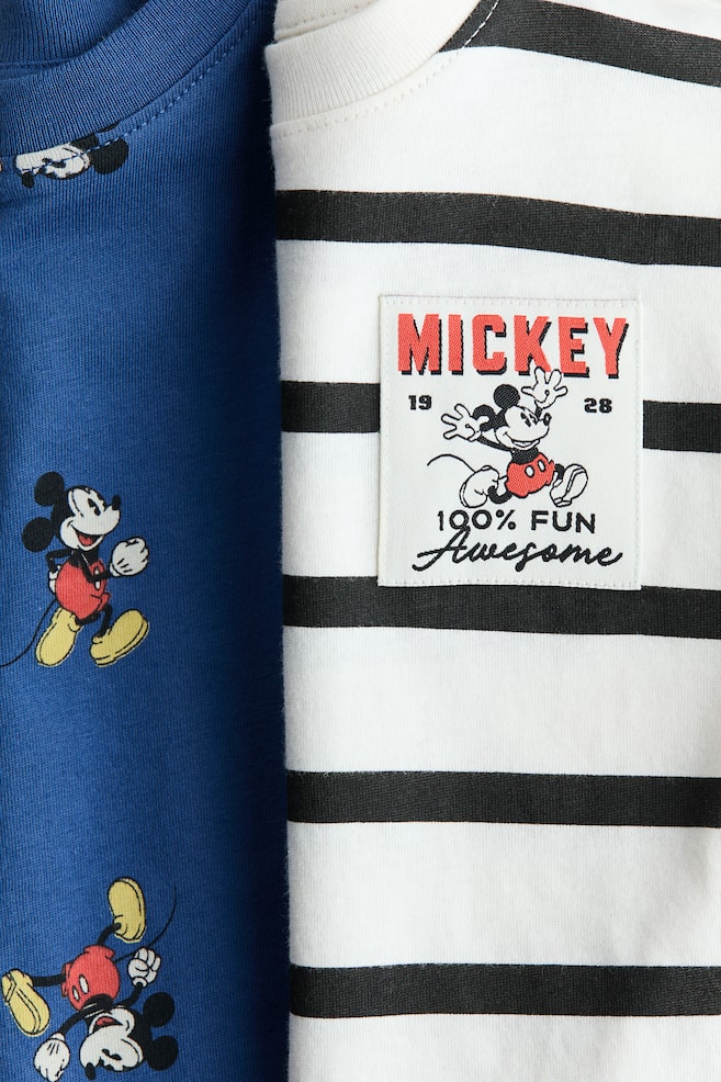 2-Pack Printed T-Shirts - Blue/Mickey Mouse/Light green/Mickey Mouse/Cream/Mickey Mouse - 2