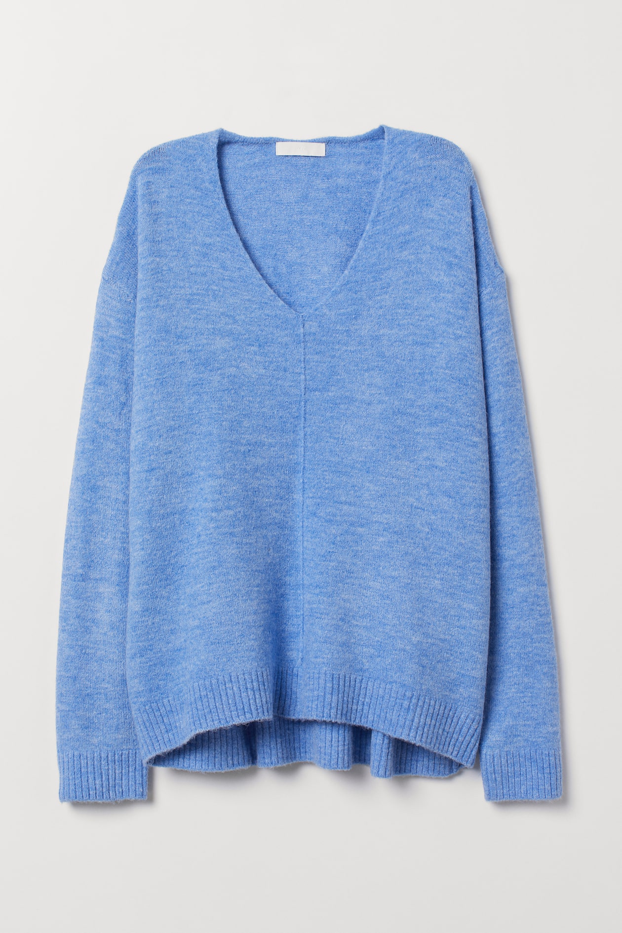 Fine-knit Sweater - V-neck - Long sleeve - Blue melange - Ladies | H&M US