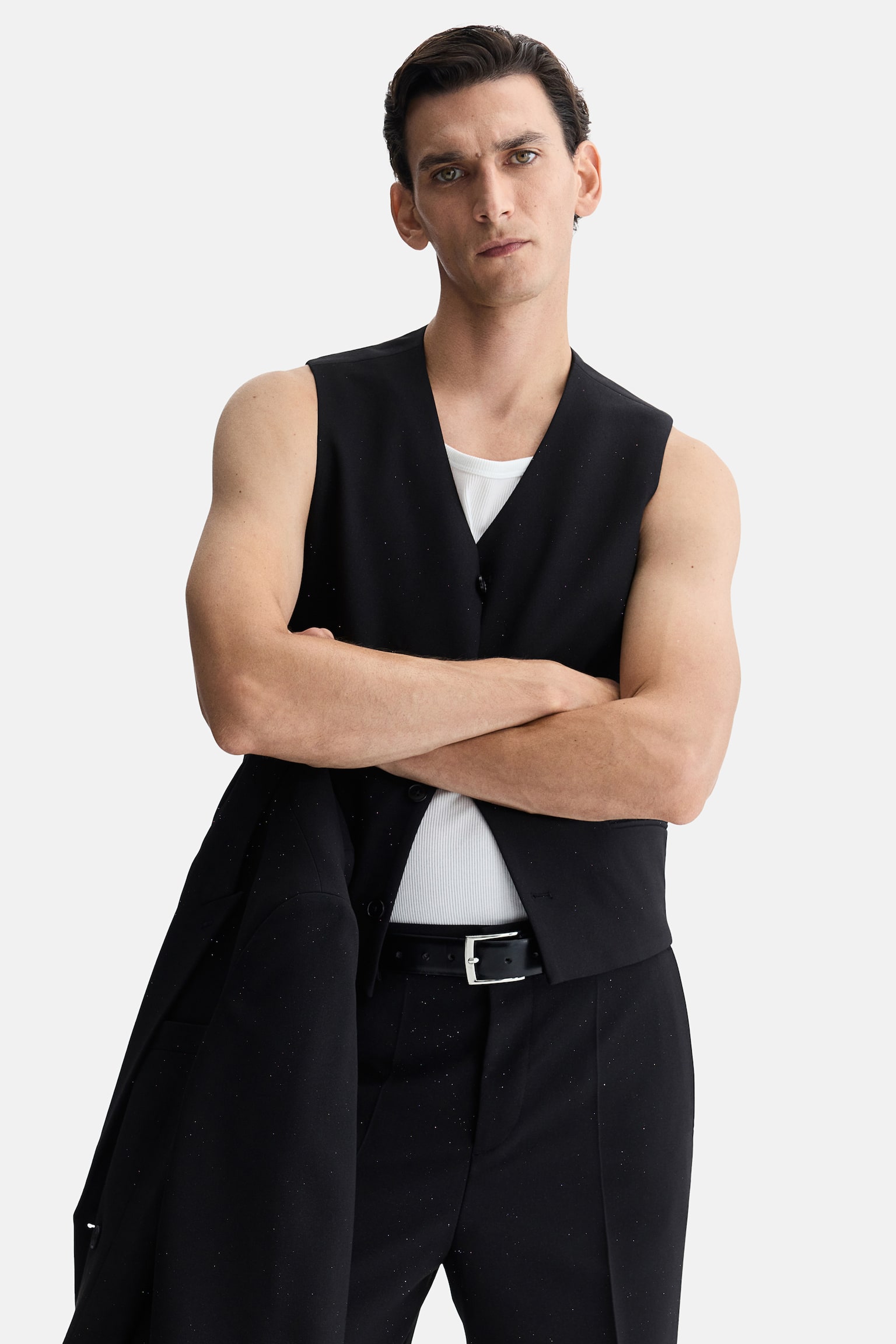 Regular Fit Waistcoat - Black/Black/Pinstriped - 1