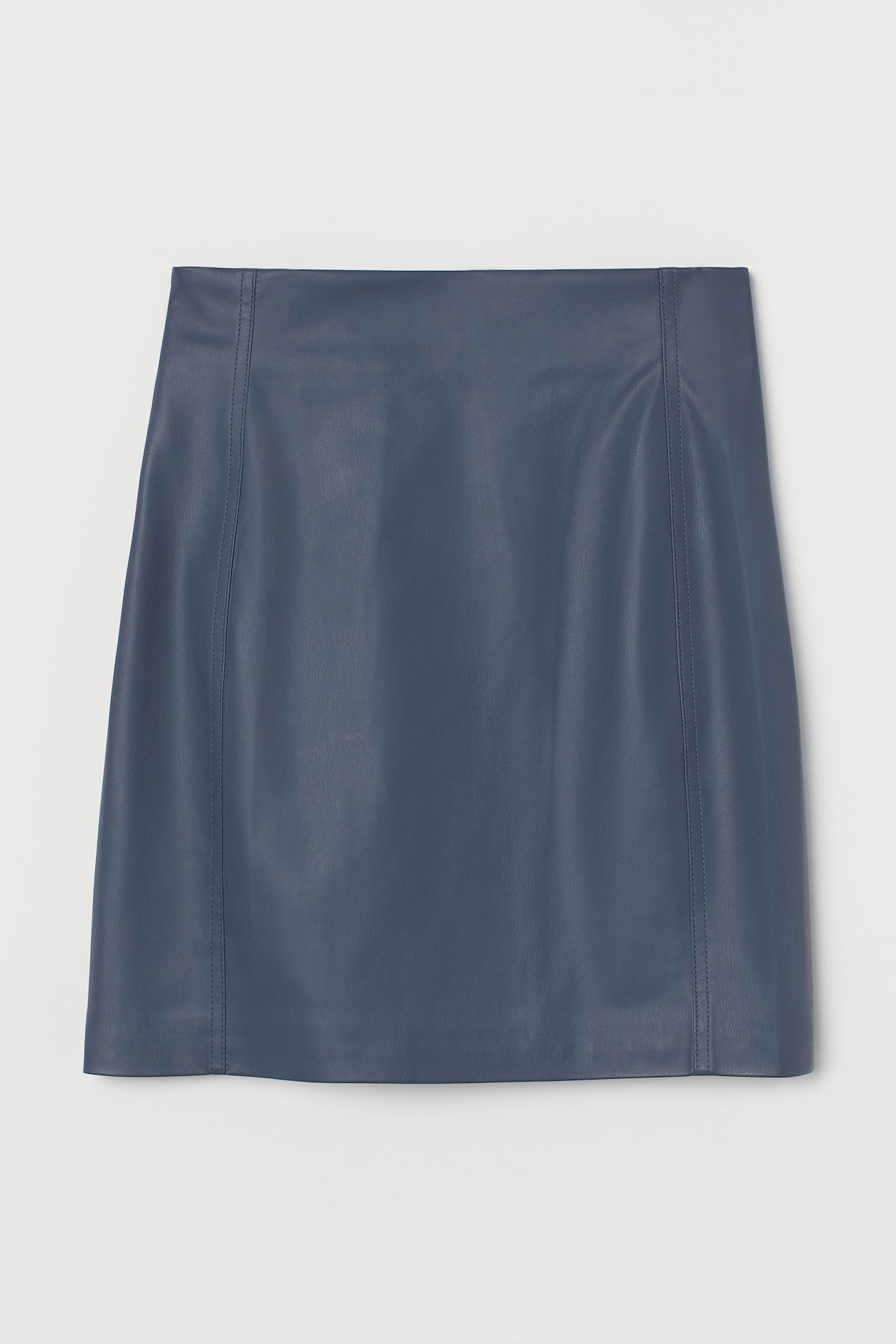 Faux Leather Skirt - Regular waist - Short - Steel blue - Ladies | H&M US