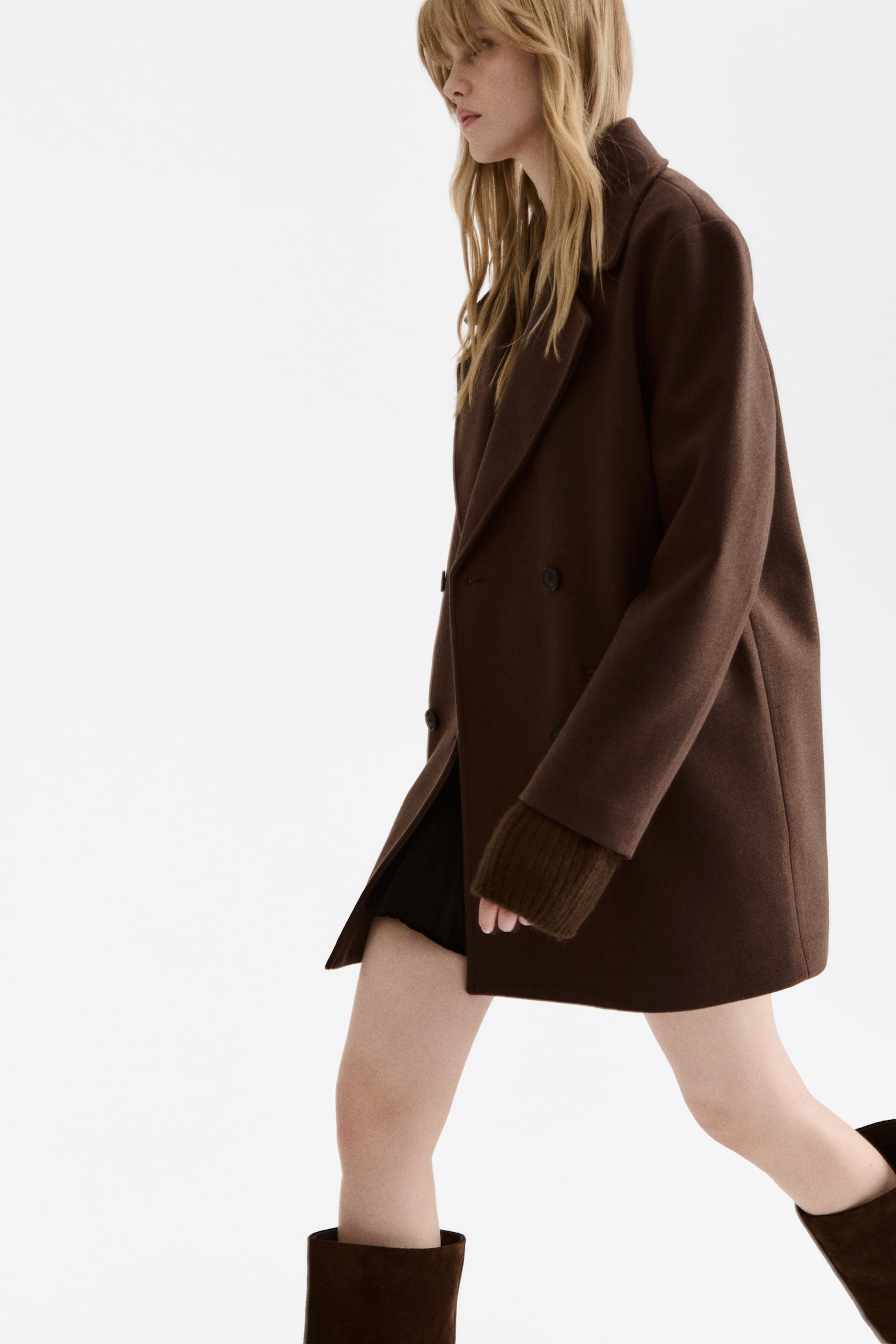 Double-breasted coat - Marron foncé - 3