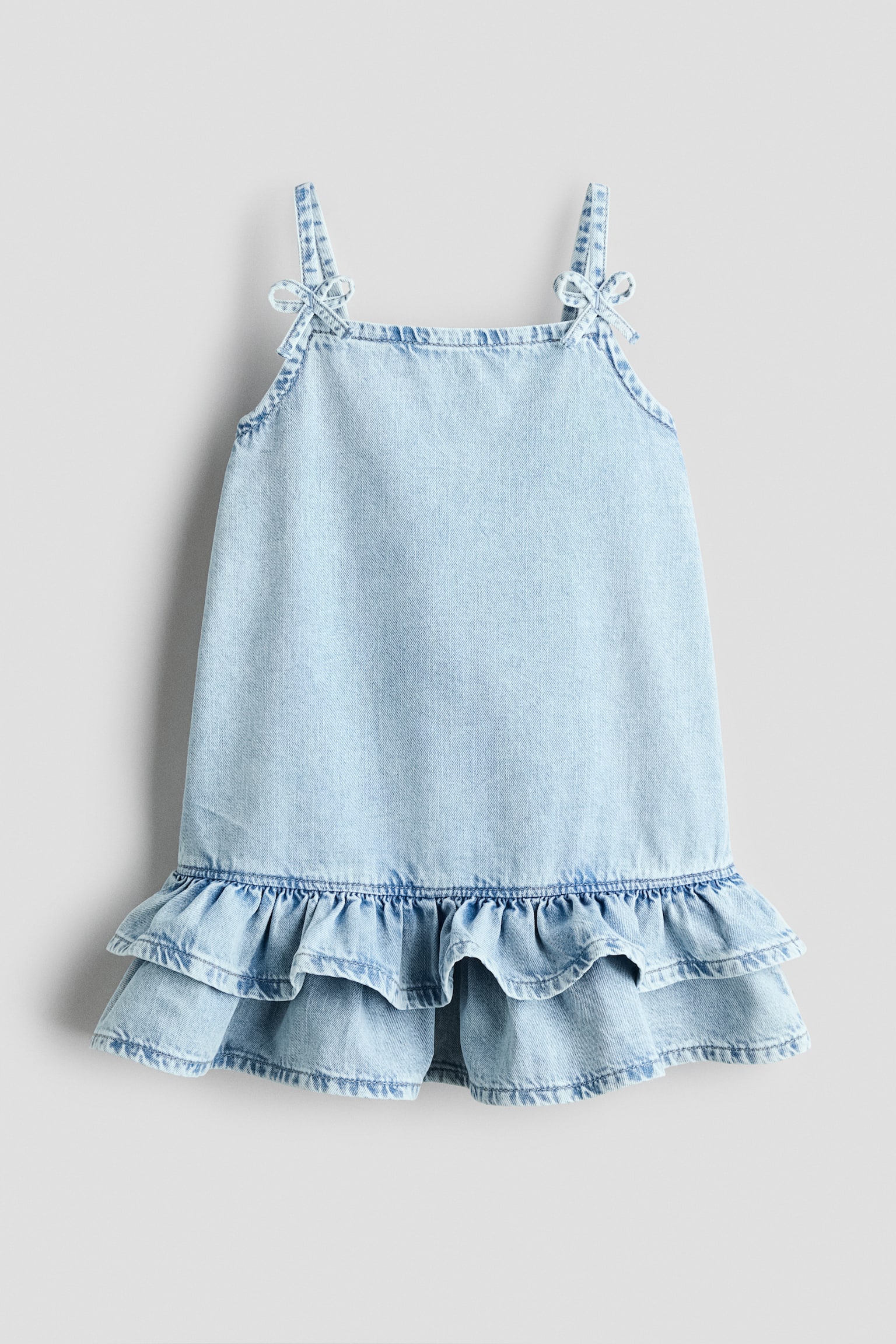 Vestido de denim con moños - Azul denim claro - 1