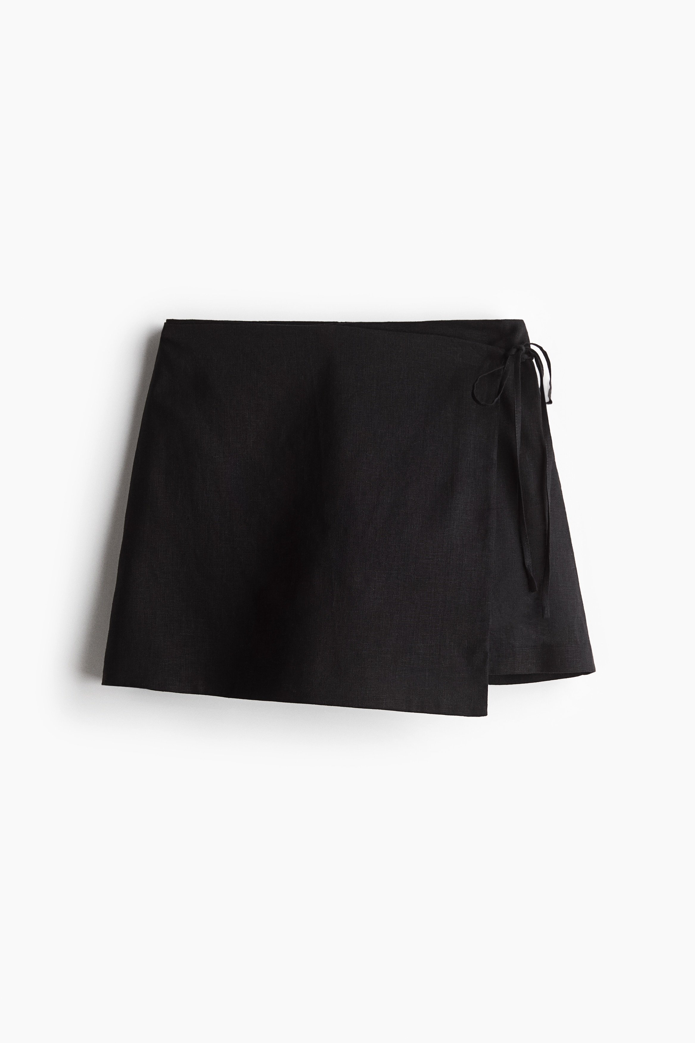 リネンブレンドラップスコート - ブラック/ライトベージュ