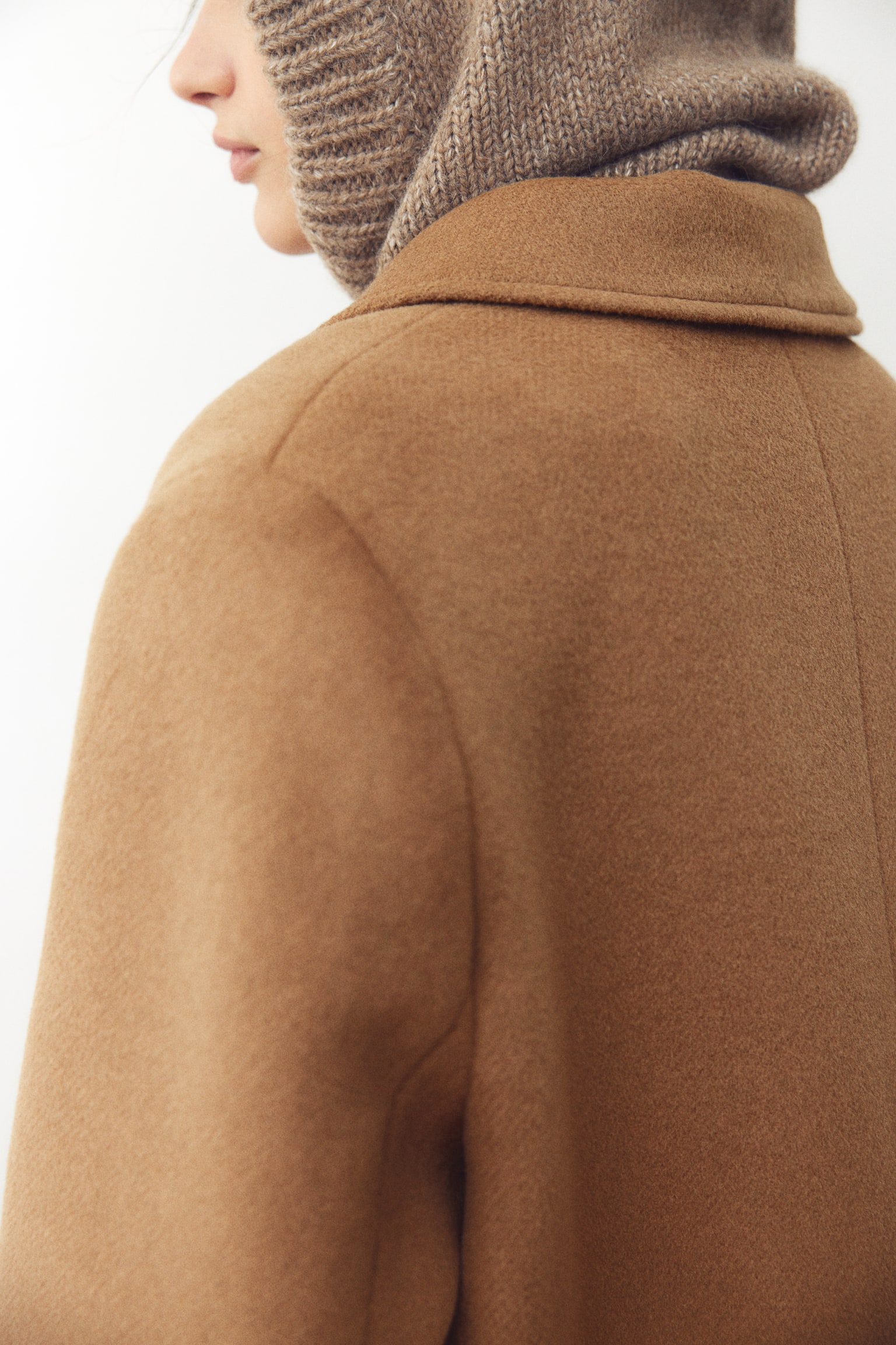 Long wool-blend coat - Dark beige/Black/Dark grey - 7