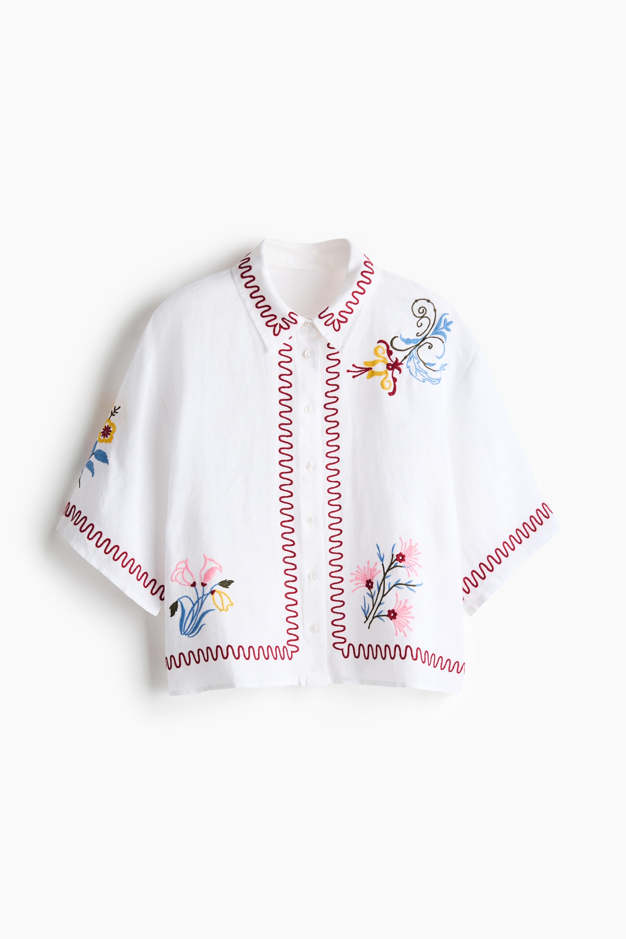 Embroidered Linen Beach Shirt