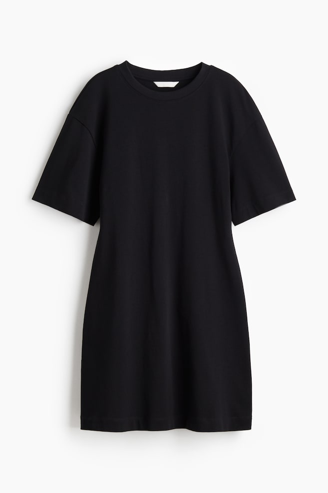 Waisted T-shirt dress - Black/Blue/Burgundy - 1