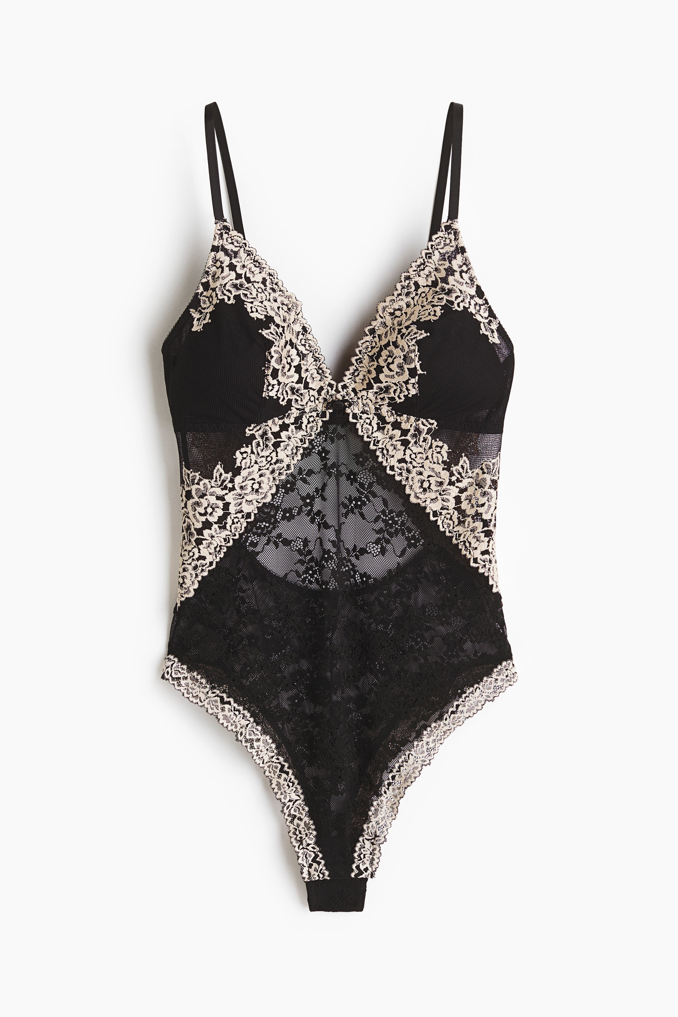 Blondebody med vatterte skåler - Sort/Cream