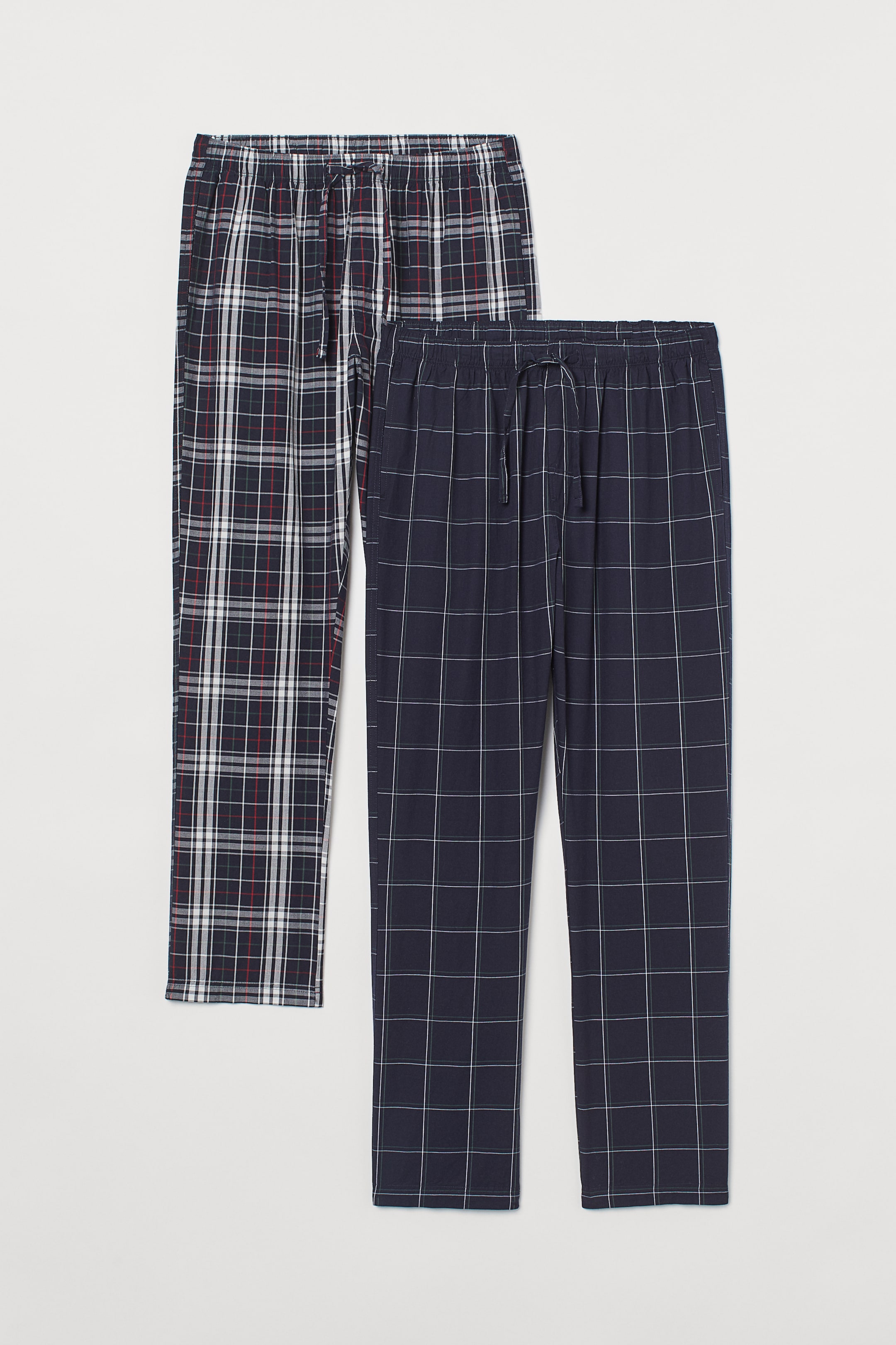 Checkered Men's Pack Pyjama Bottoms Navy Blue Check Woven
